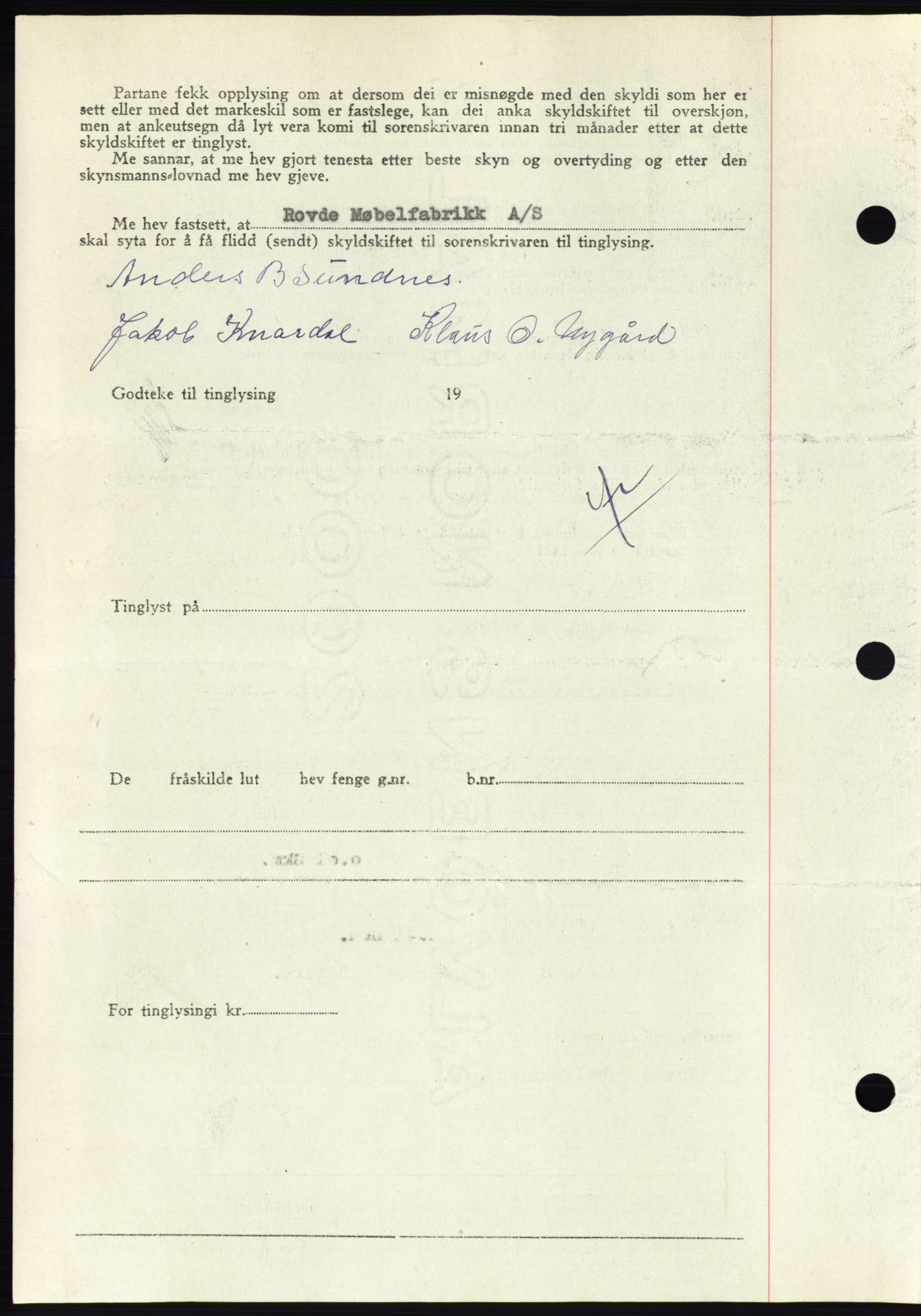 Søre Sunnmøre sorenskriveri, AV/SAT-A-4122/1/2/2C/L0081: Pantebok nr. 7A, 1947-1948, Dagboknr: 1143/1947