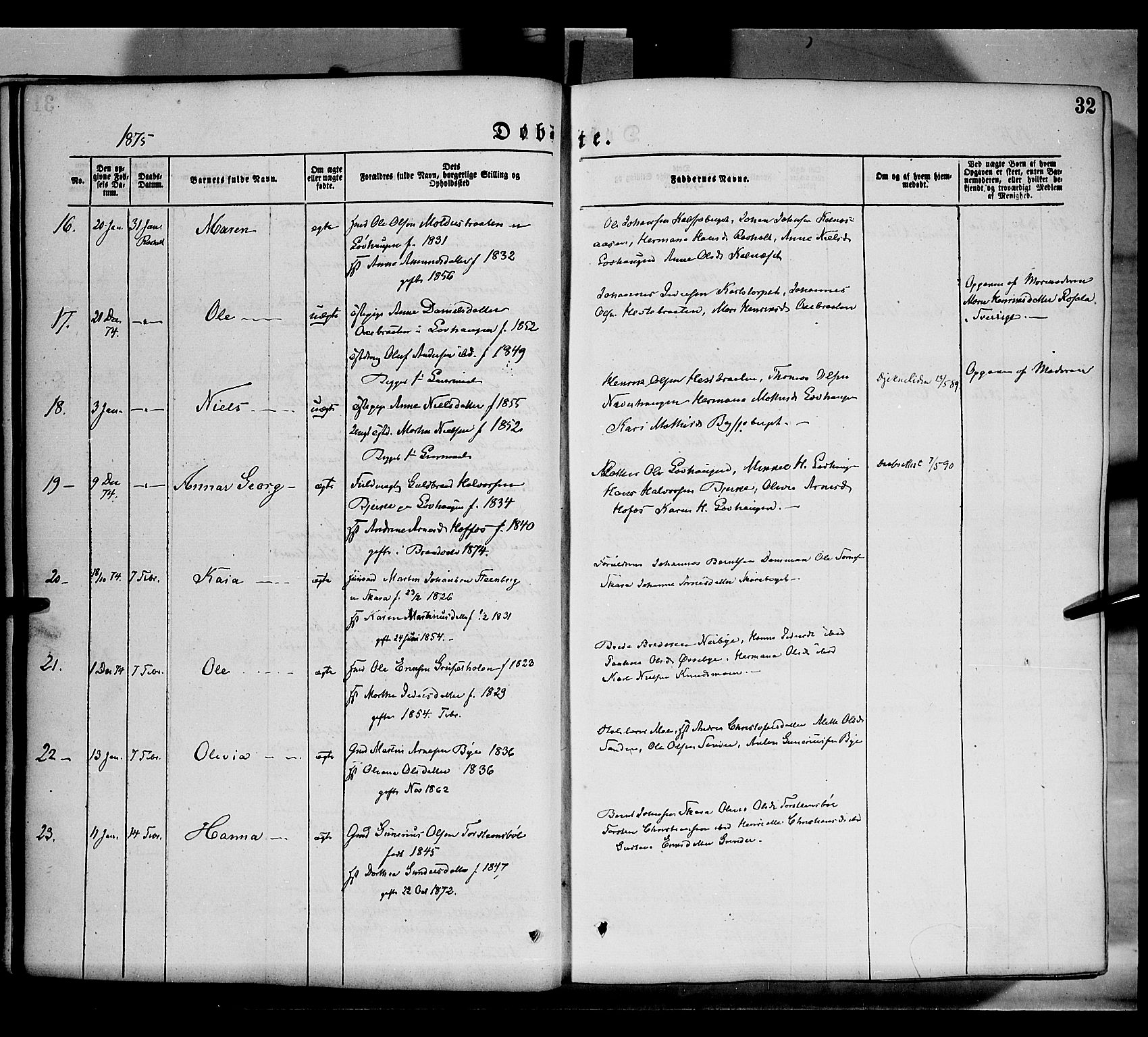 Grue prestekontor, AV/SAH-PREST-036/H/Ha/Haa/L0011: Ministerialbok nr. 11, 1873-1880, s. 32