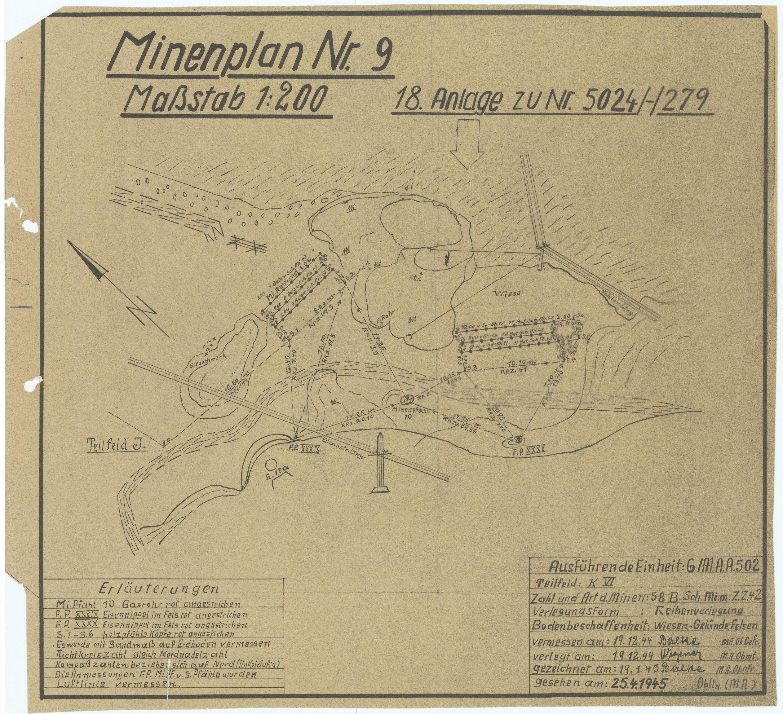 Forsvaret, Sørlandet sjøforsvarsdistrikt, AV/RA-RAFA-3266/F/Fb/Fbf/L0323: Tyske landminefelter, 1945, s. 144