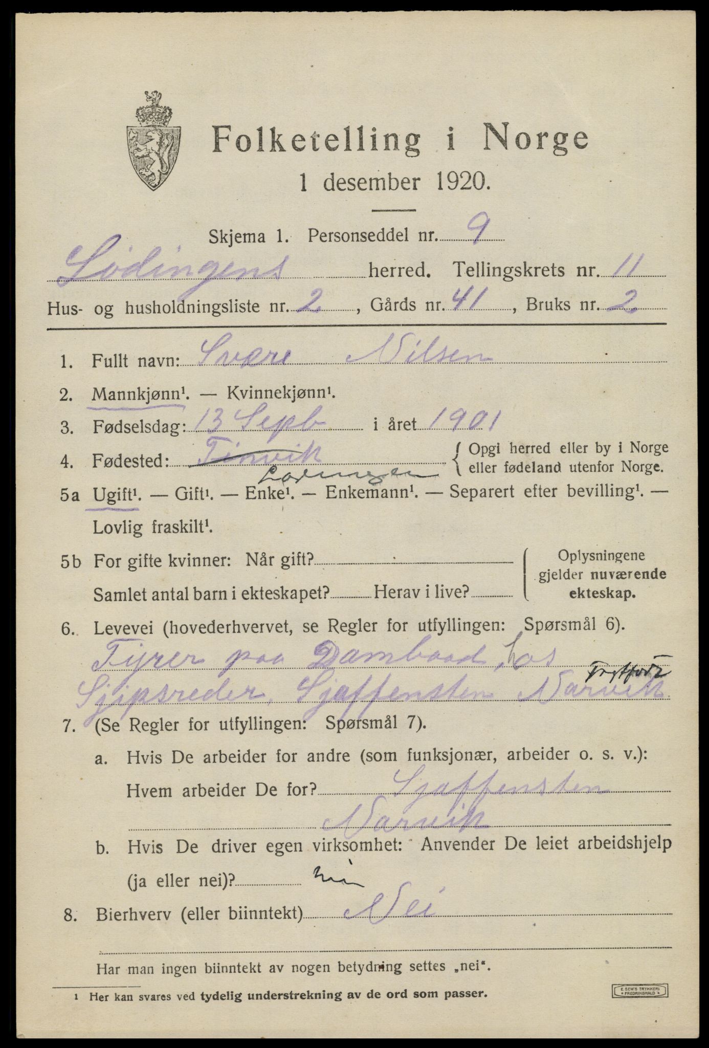 SAT, Folketelling 1920 for 1851 Lødingen herred, 1920, s. 6215