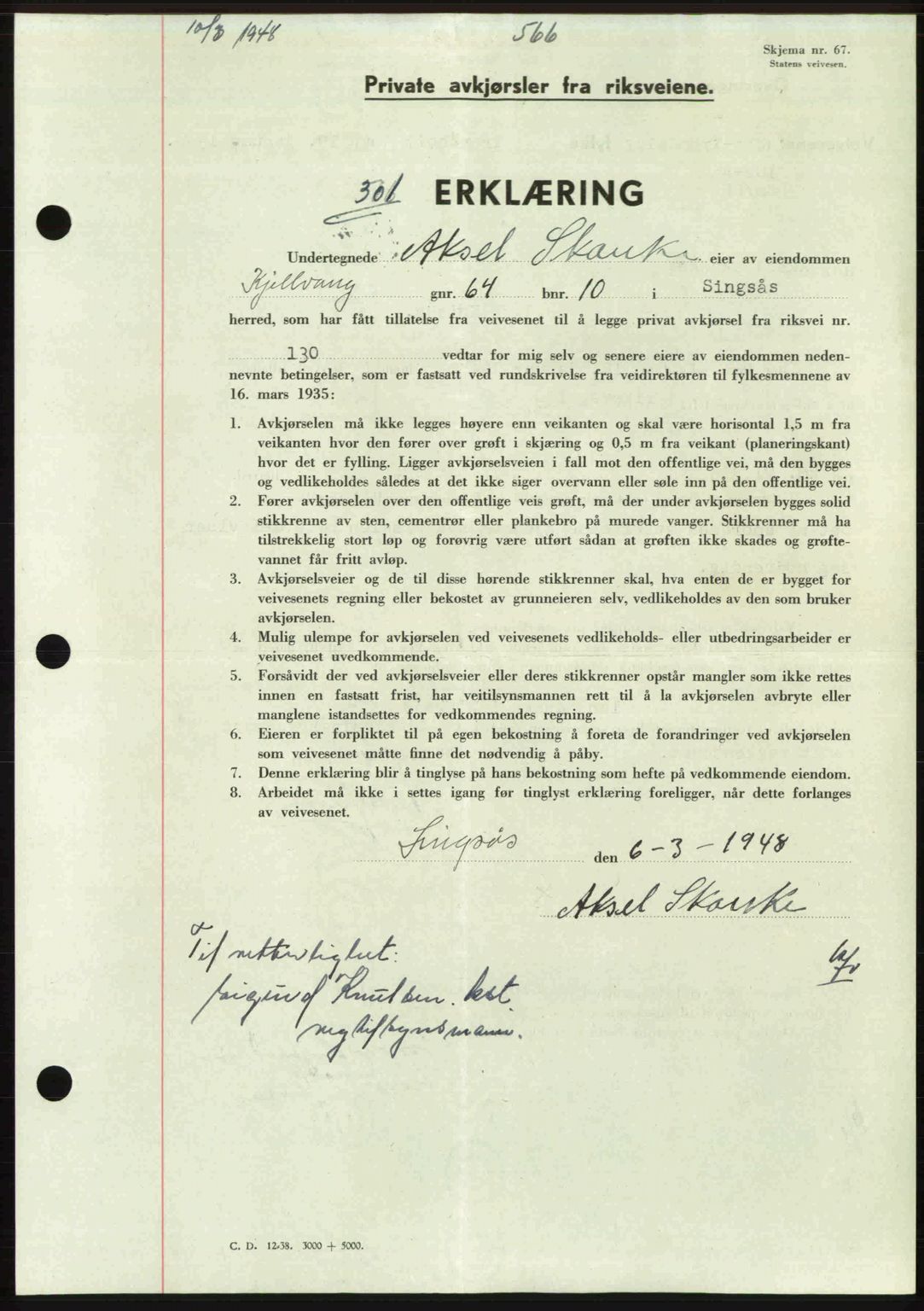 Gauldal sorenskriveri, SAT/A-0014/1/2/2C: Pantebok nr. A5, 1947-1948, Dagboknr: 301/1948