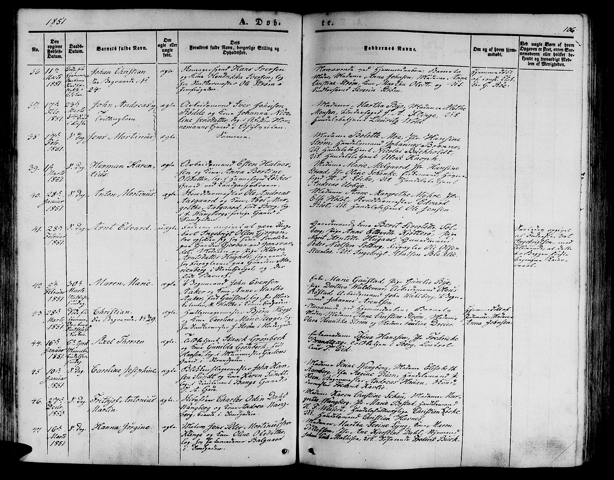 Ministerialprotokoller, klokkerbøker og fødselsregistre - Sør-Trøndelag, AV/SAT-A-1456/602/L0137: Klokkerbok nr. 602C05, 1846-1856, s. 106