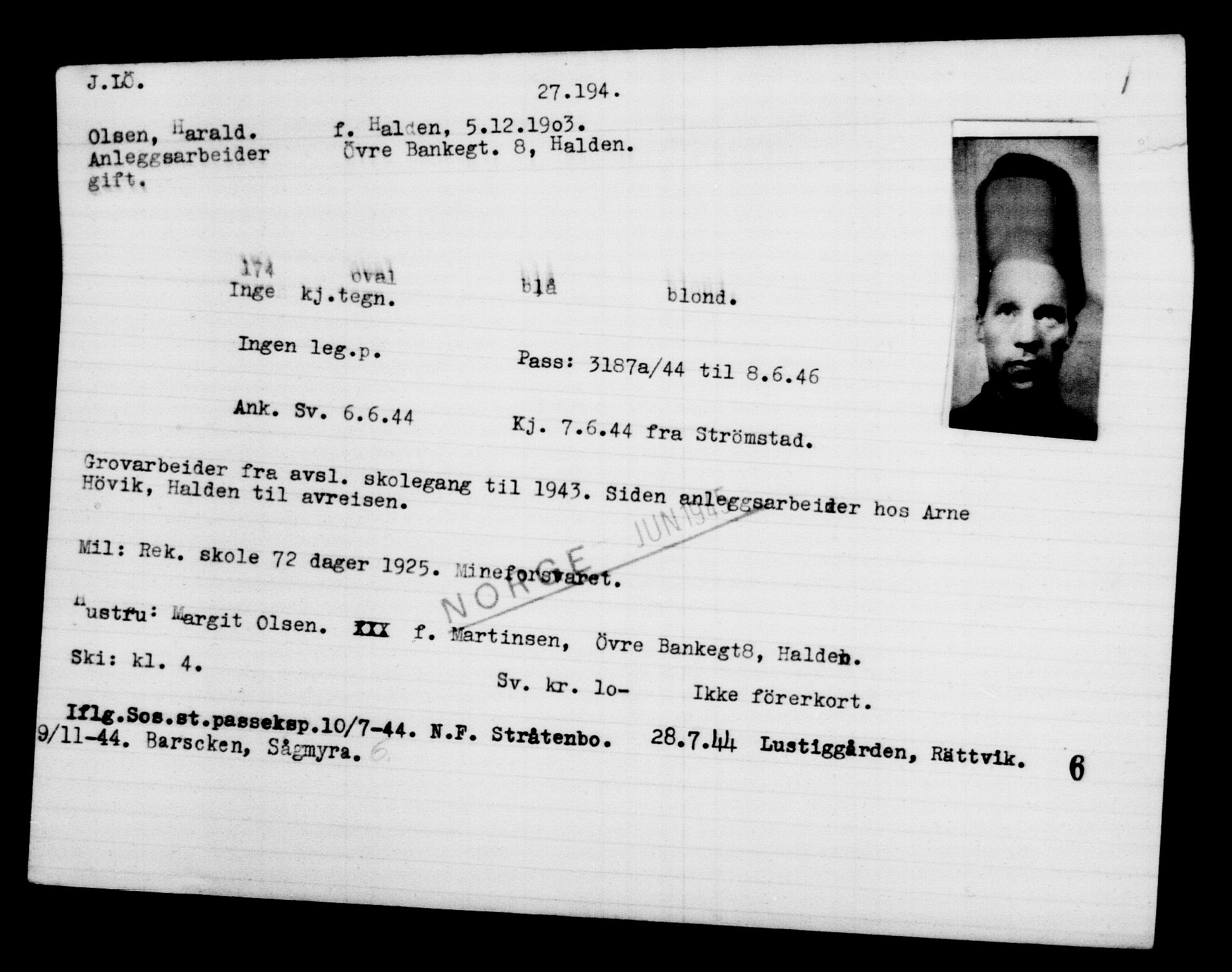 Utenriksstasjonene, Legasjonen i Stockholm, Flyktningkontoret, AV/RA-S-6753/V/Va/L0011: Kjesäterkartoteket, flyktninger med registreringsnr. 25300-28349, 1940-1945, s. 1999