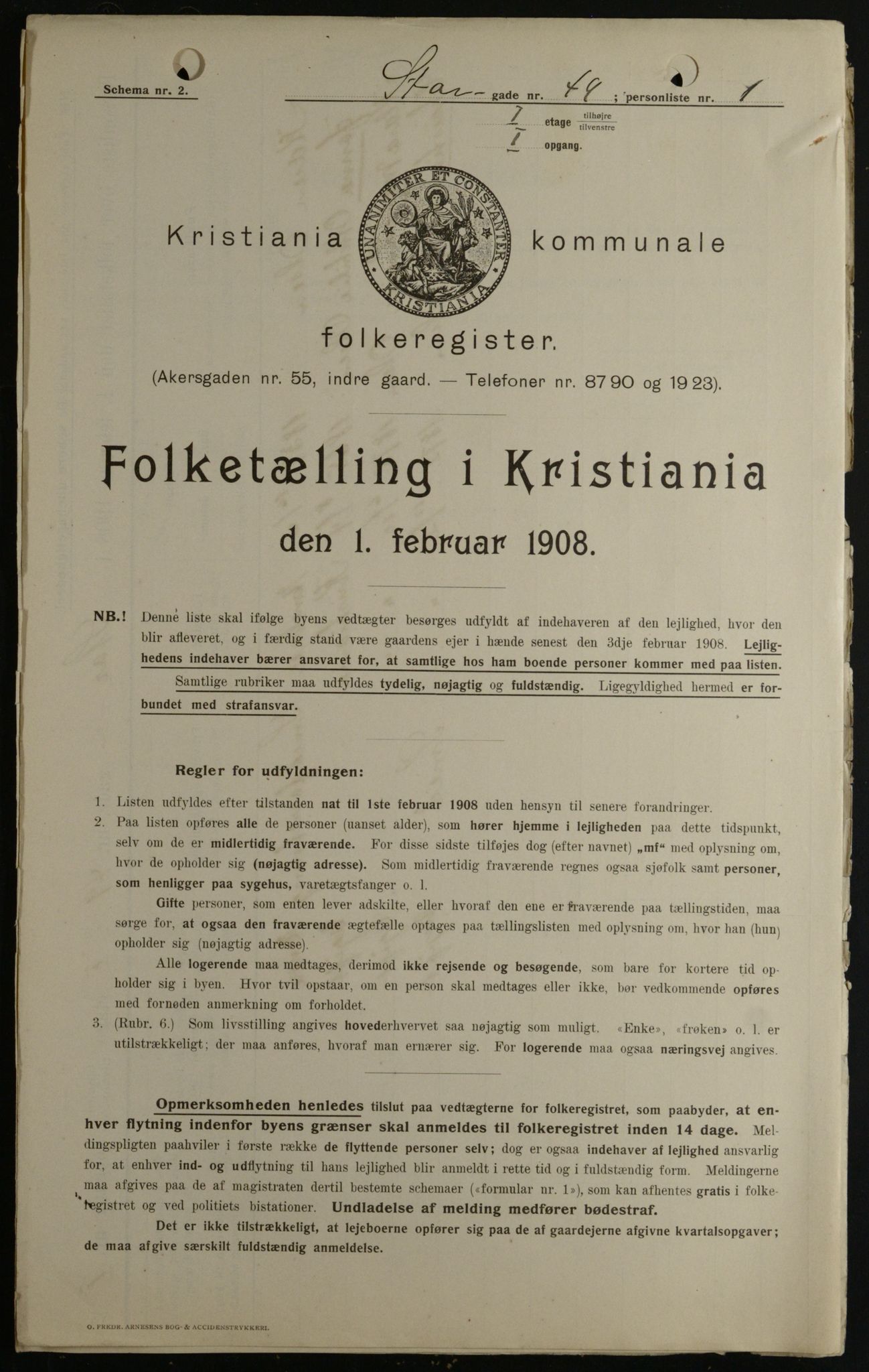 OBA, Kommunal folketelling 1.2.1908 for Kristiania kjøpstad, 1908, s. 93019