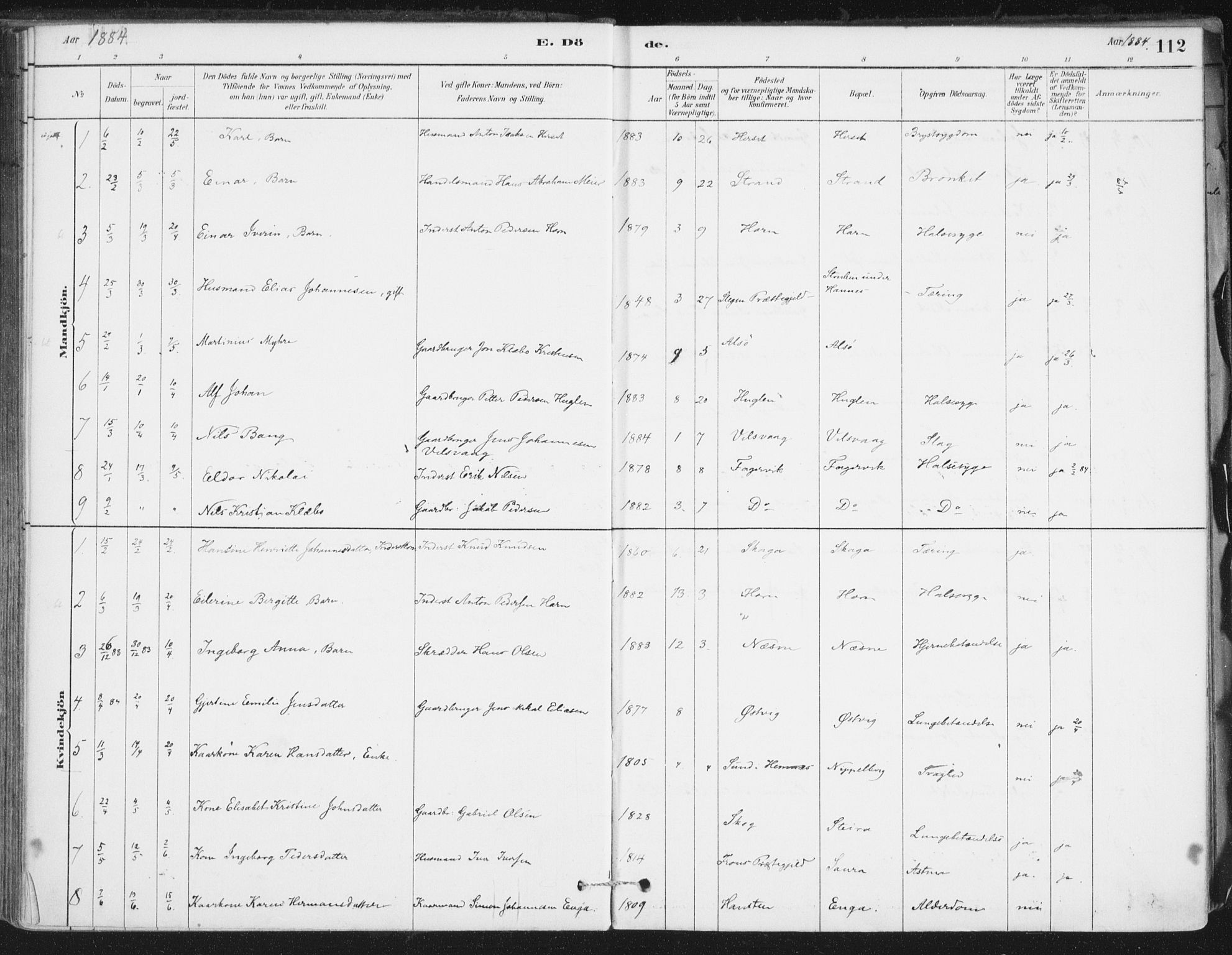 Ministerialprotokoller, klokkerbøker og fødselsregistre - Nordland, SAT/A-1459/838/L0553: Ministerialbok nr. 838A11, 1880-1910, s. 112