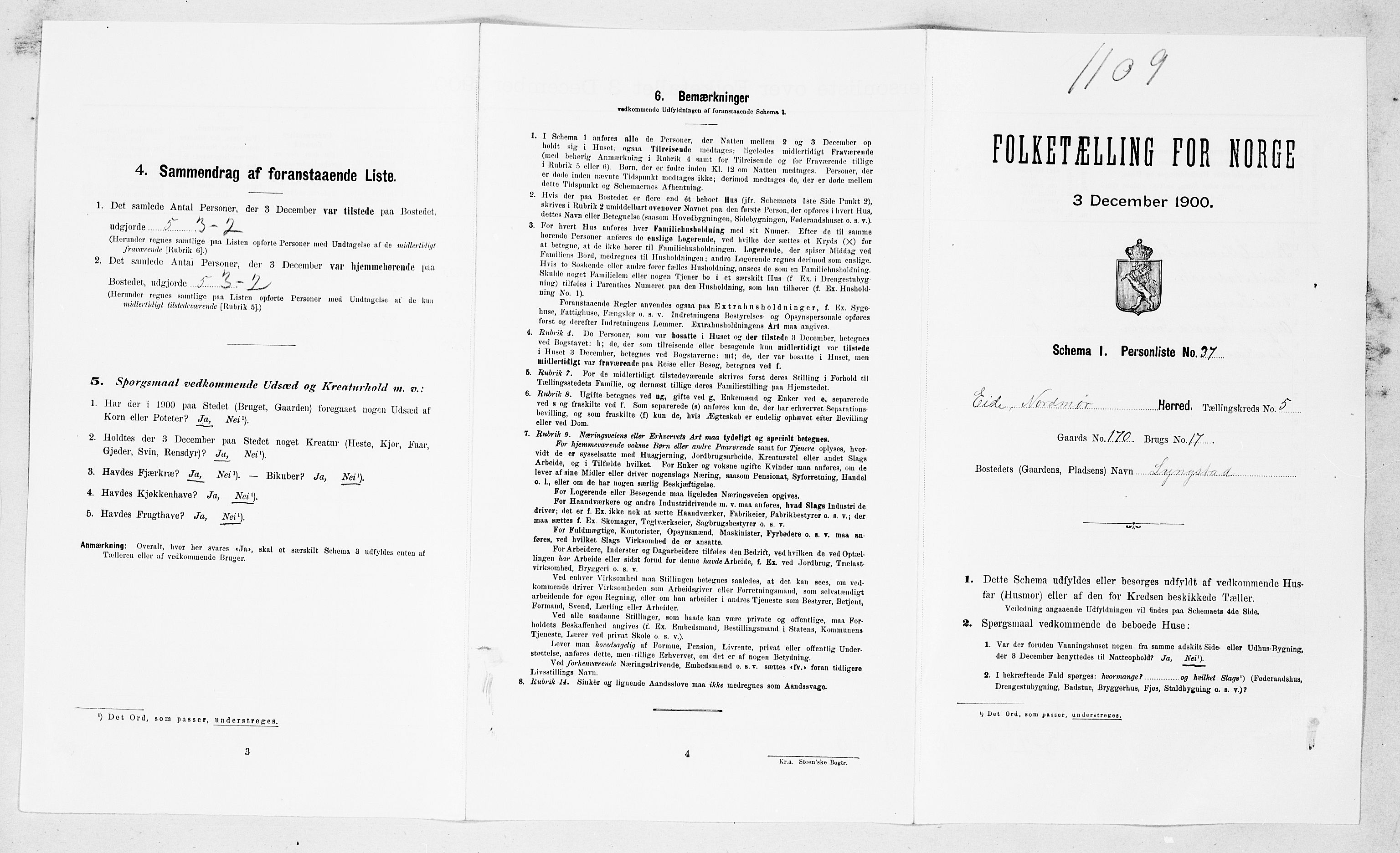 SAT, Folketelling 1900 for 1551 Eide herred, 1900, s. 439