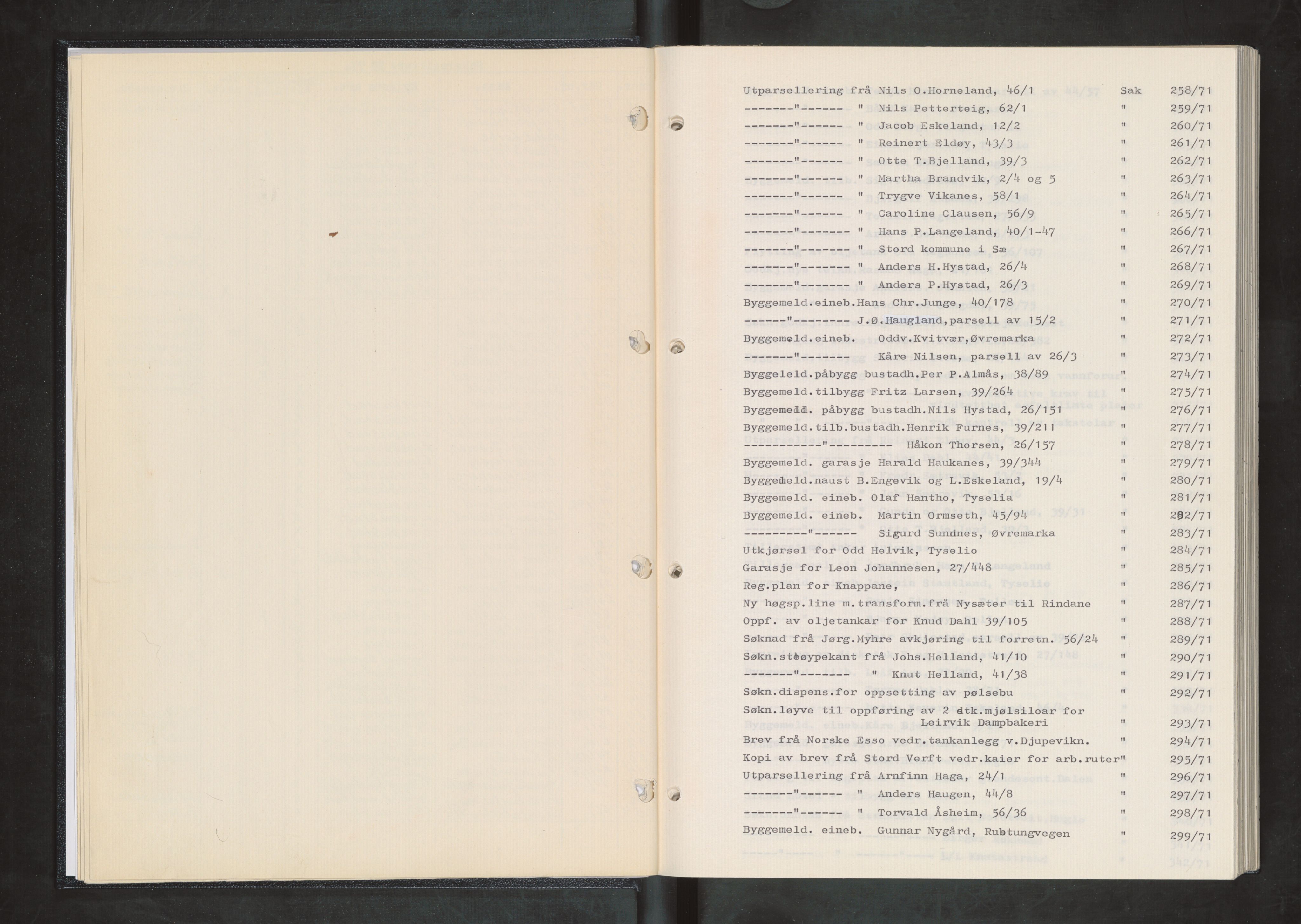 Stord kommune. Bygningsrådet, IKAH/1221-511/A/Aa/L0008: Møtebok for Stord bygningsråd, 1971