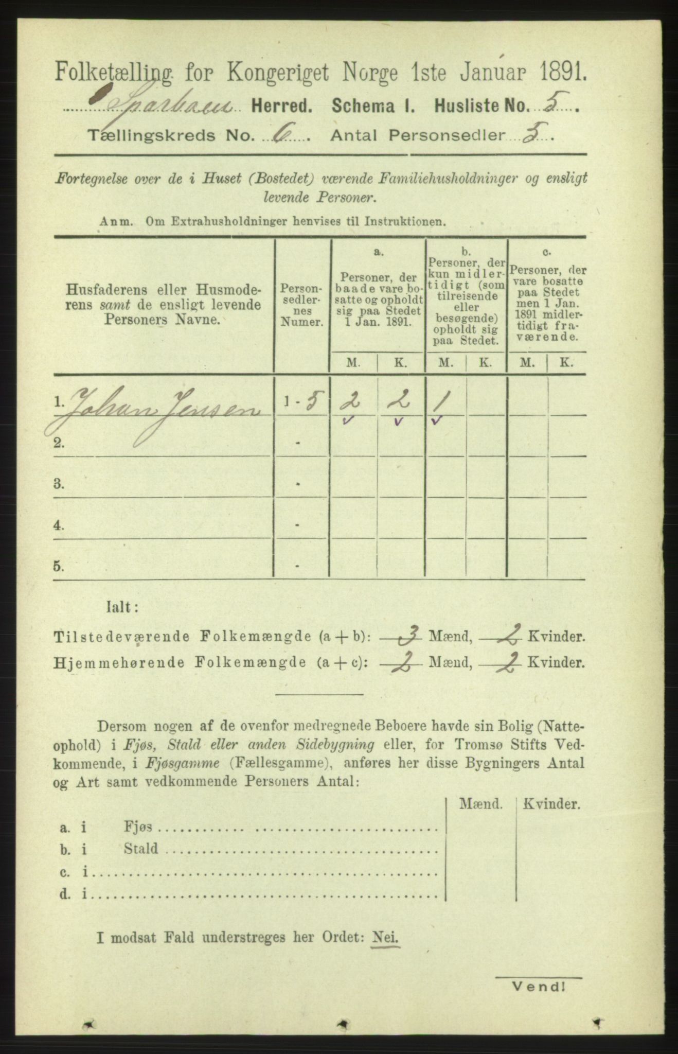 RA, Folketelling 1891 for 1731 Sparbu herred, 1891, s. 2125