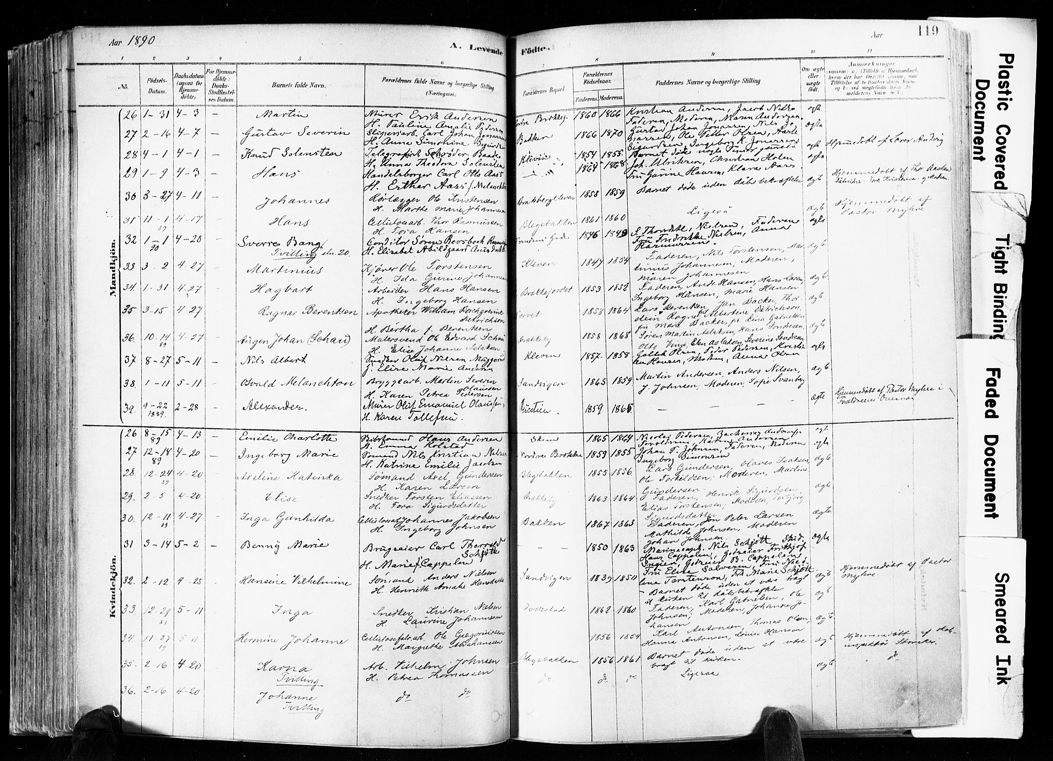 Skien kirkebøker, SAKO/A-302/F/Fa/L0009: Ministerialbok nr. 9, 1878-1890, s. 119
