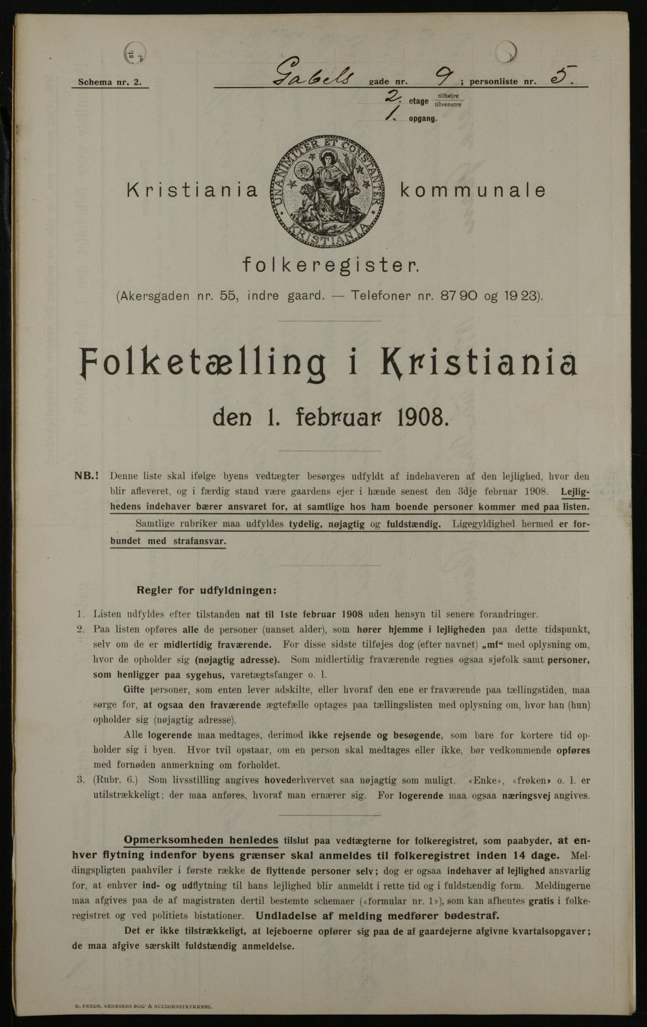 OBA, Kommunal folketelling 1.2.1908 for Kristiania kjøpstad, 1908, s. 25813