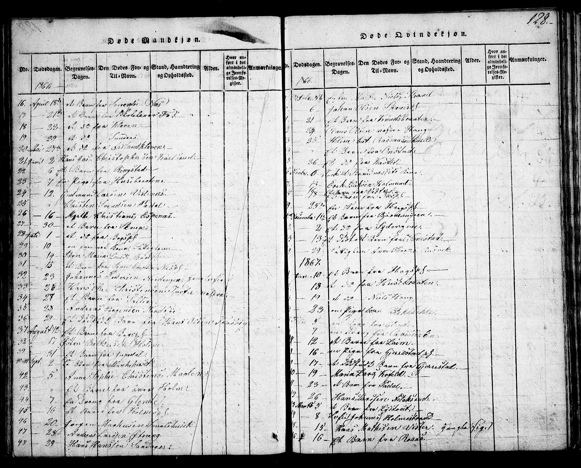 Skiptvet prestekontor Kirkebøker, AV/SAO-A-20009/G/Ga/L0001: Klokkerbok nr. 1, 1815-1838, s. 128
