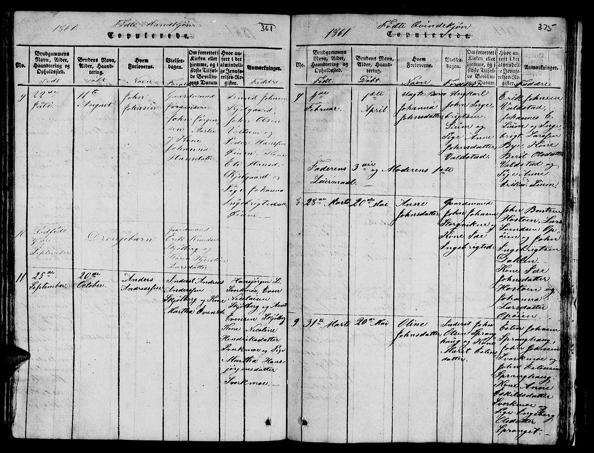 Ministerialprotokoller, klokkerbøker og fødselsregistre - Sør-Trøndelag, AV/SAT-A-1456/671/L0842: Klokkerbok nr. 671C01, 1816-1867, s. 374-375