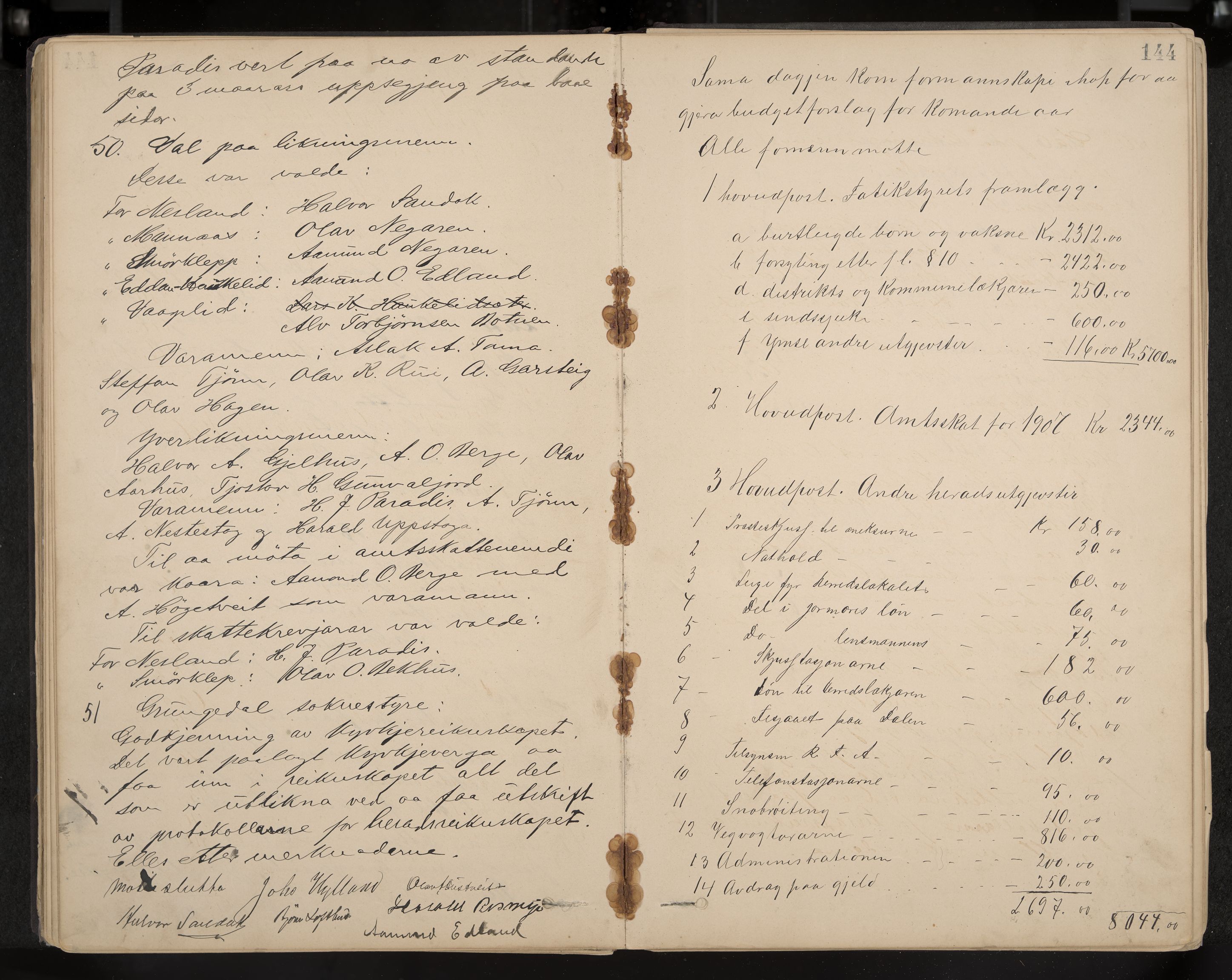 Vinje formannskap og sentraladministrasjon, IKAK/0834021-1/A/L0002: Møtebok, 1889-1913, s. 144