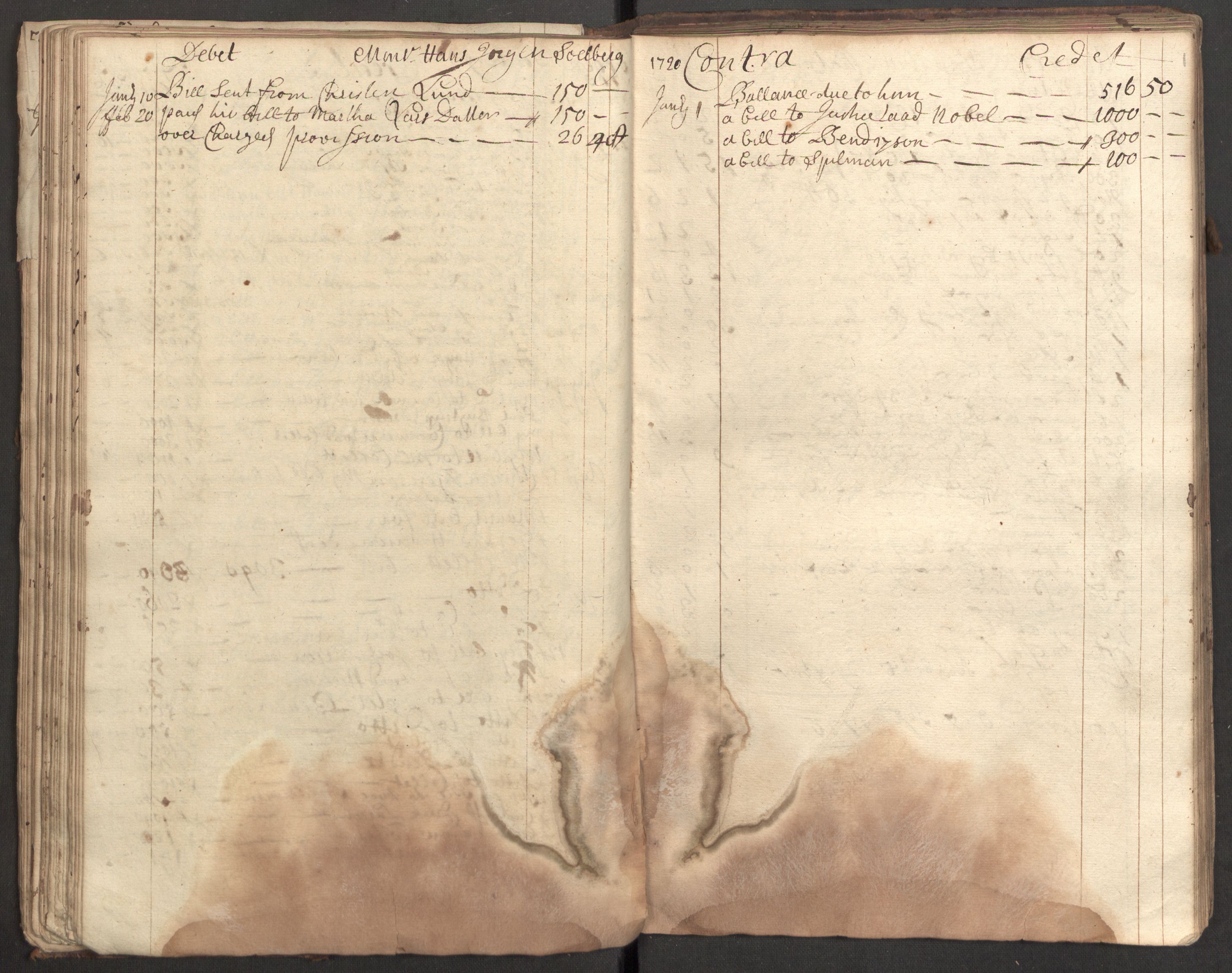 Bowman, James, RA/PA-0067/F/L0002/0001: Kontobok og skiftepapirer / James Bowmans kontobok, 1708-1728, s. 56