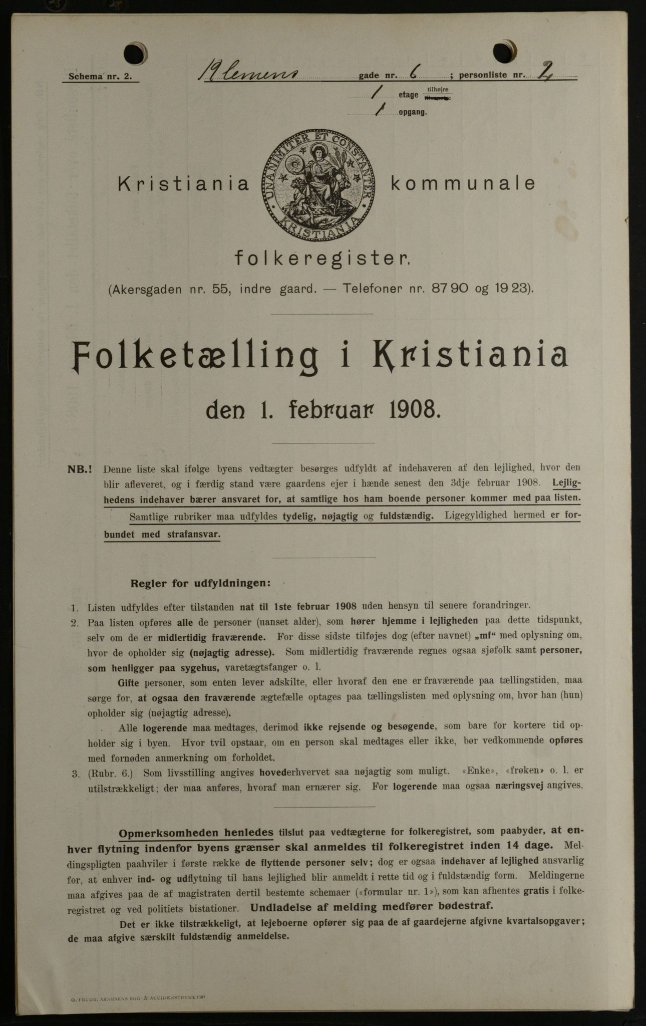 OBA, Kommunal folketelling 1.2.1908 for Kristiania kjøpstad, 1908, s. 12049