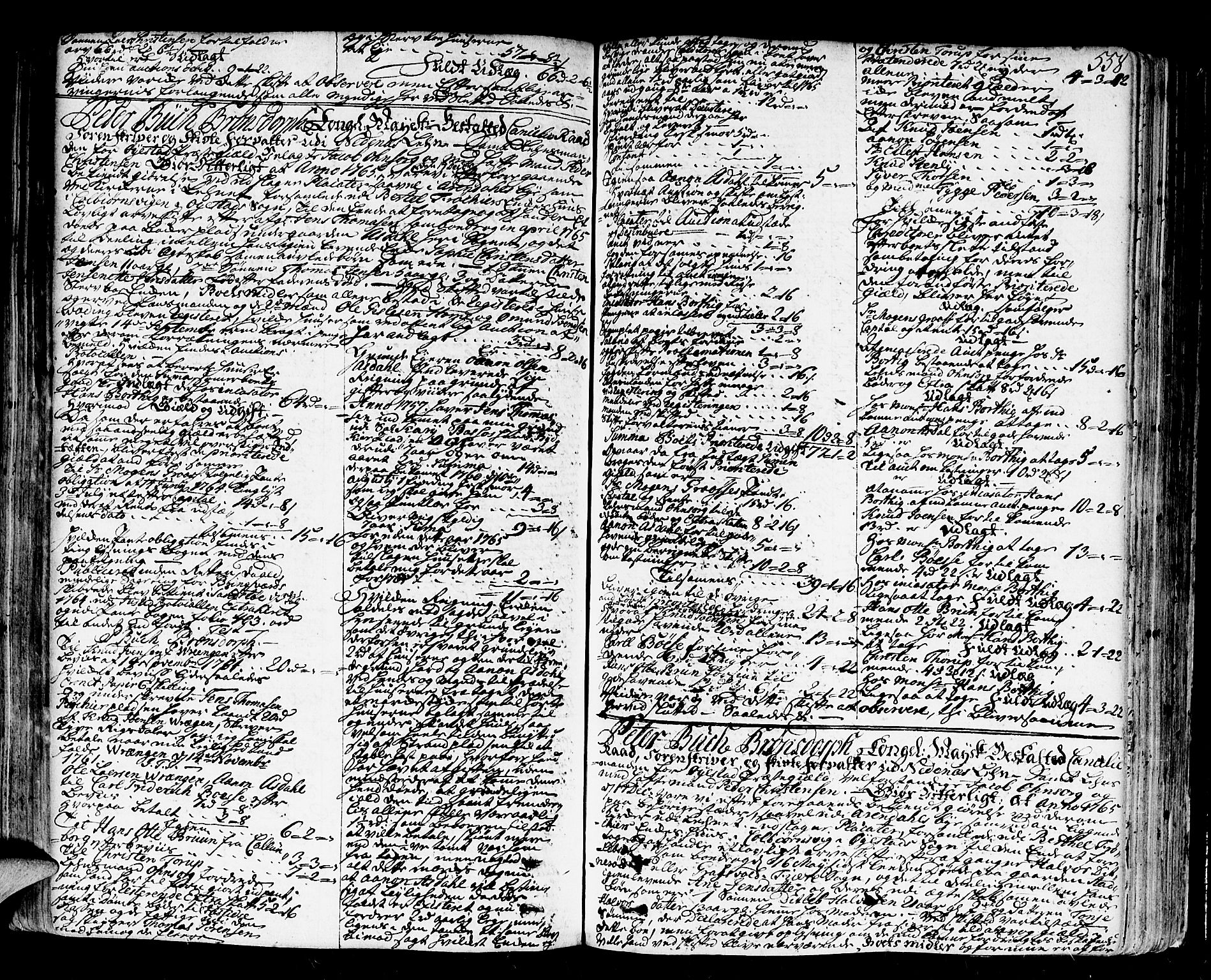 Nedenes sorenskriveri før 1824, SAK/1221-0007/H/Hc/L0030: Skifteprotokoll med register nr 21a, 1763-1767, s. 557b-558a