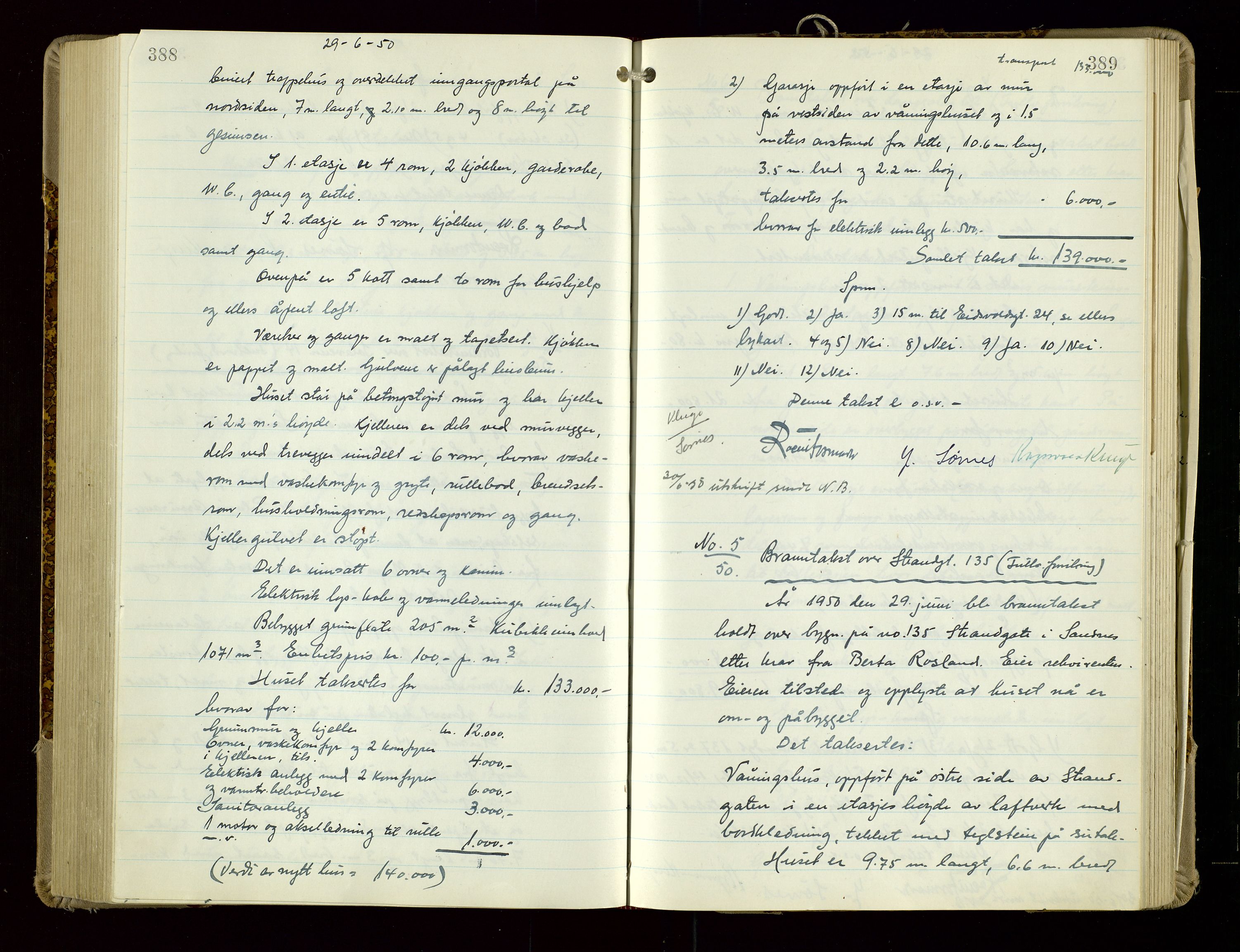 Sandnes lensmannskontor, AV/SAST-A-100167/Goa/L0006: "Brandtakstprotokol", 1943-1954, s. 388-389