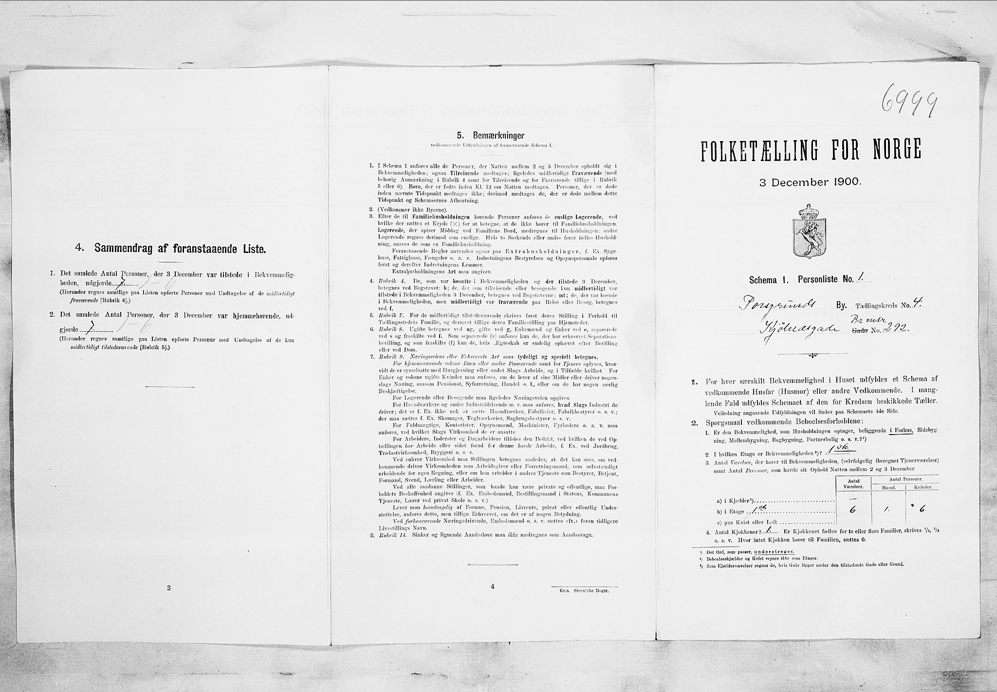 SAKO, Folketelling 1900 for 0805 Porsgrunn kjøpstad, 1900, s. 3407