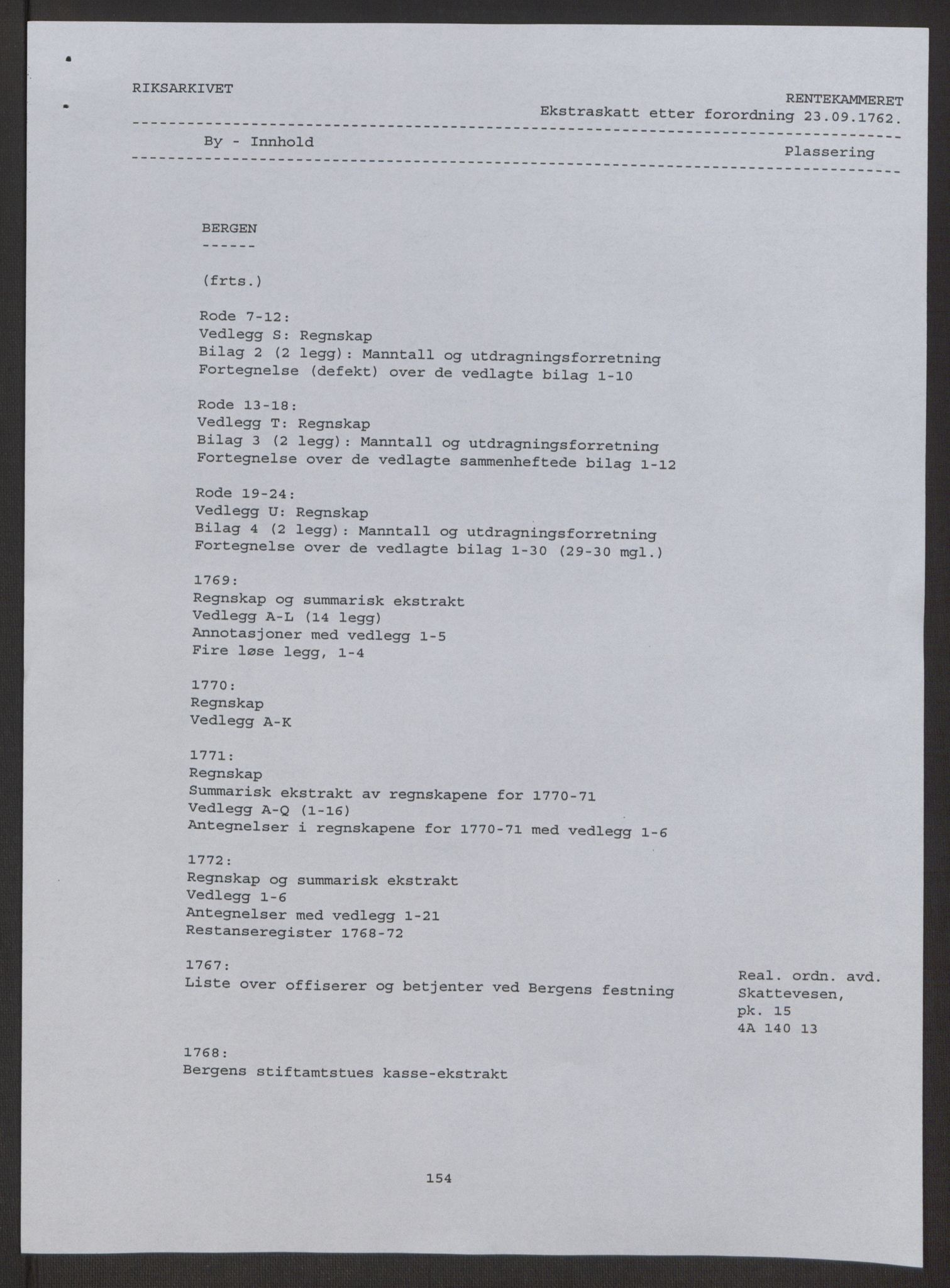 Rentekammeret inntil 1814, Reviderte regnskaper, Byregnskaper, AV/RA-EA-4066/R/Rp/L0366/0001: [P20] Kontribusjonsregnskap / Ekstraskatt, 1763, s. 7