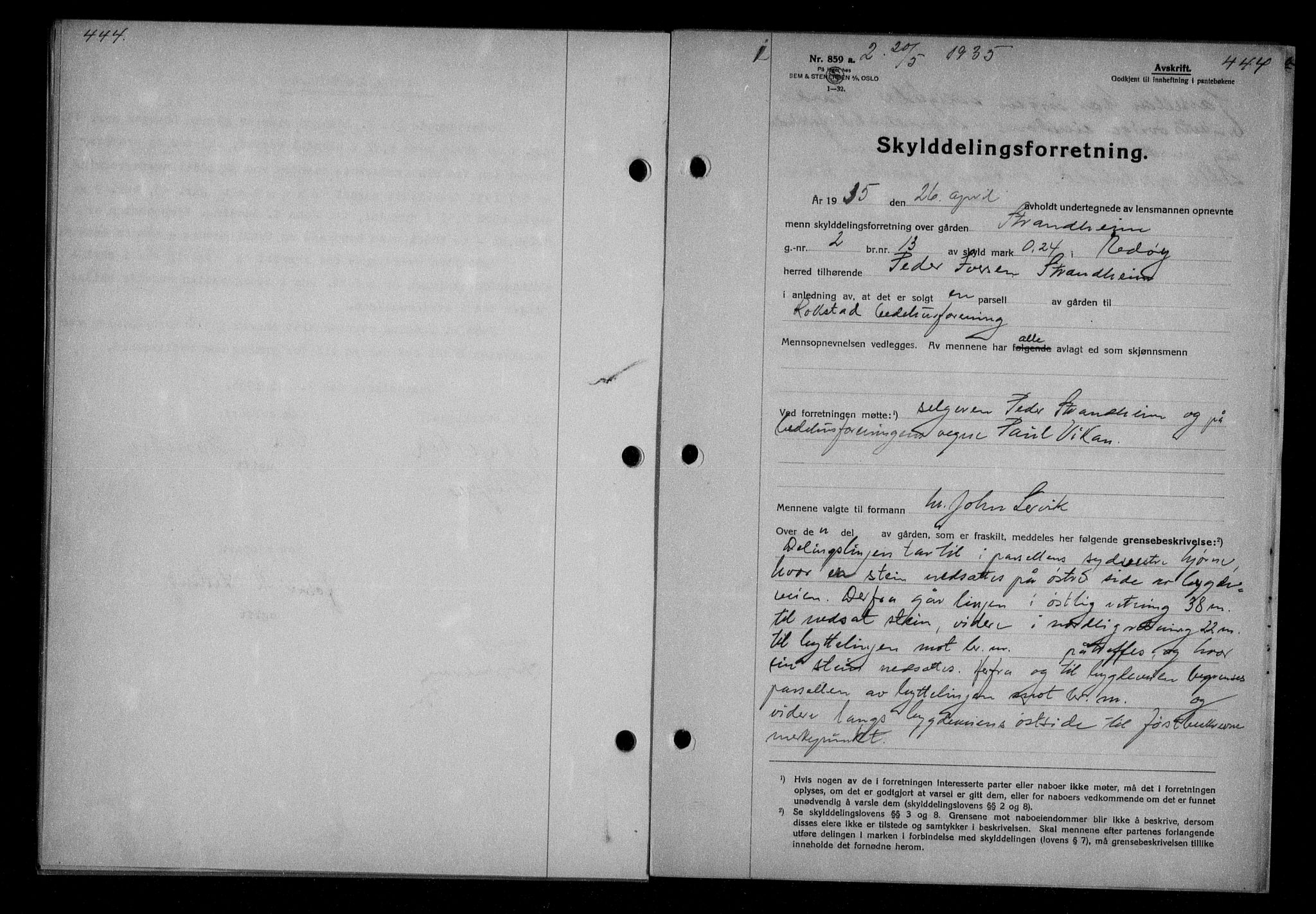 Nordmøre sorenskriveri, SAT/A-4132/1/2/2Ca/L0084: Pantebok nr. 74, 1935-1935, Tingl.dato: 20.05.1935