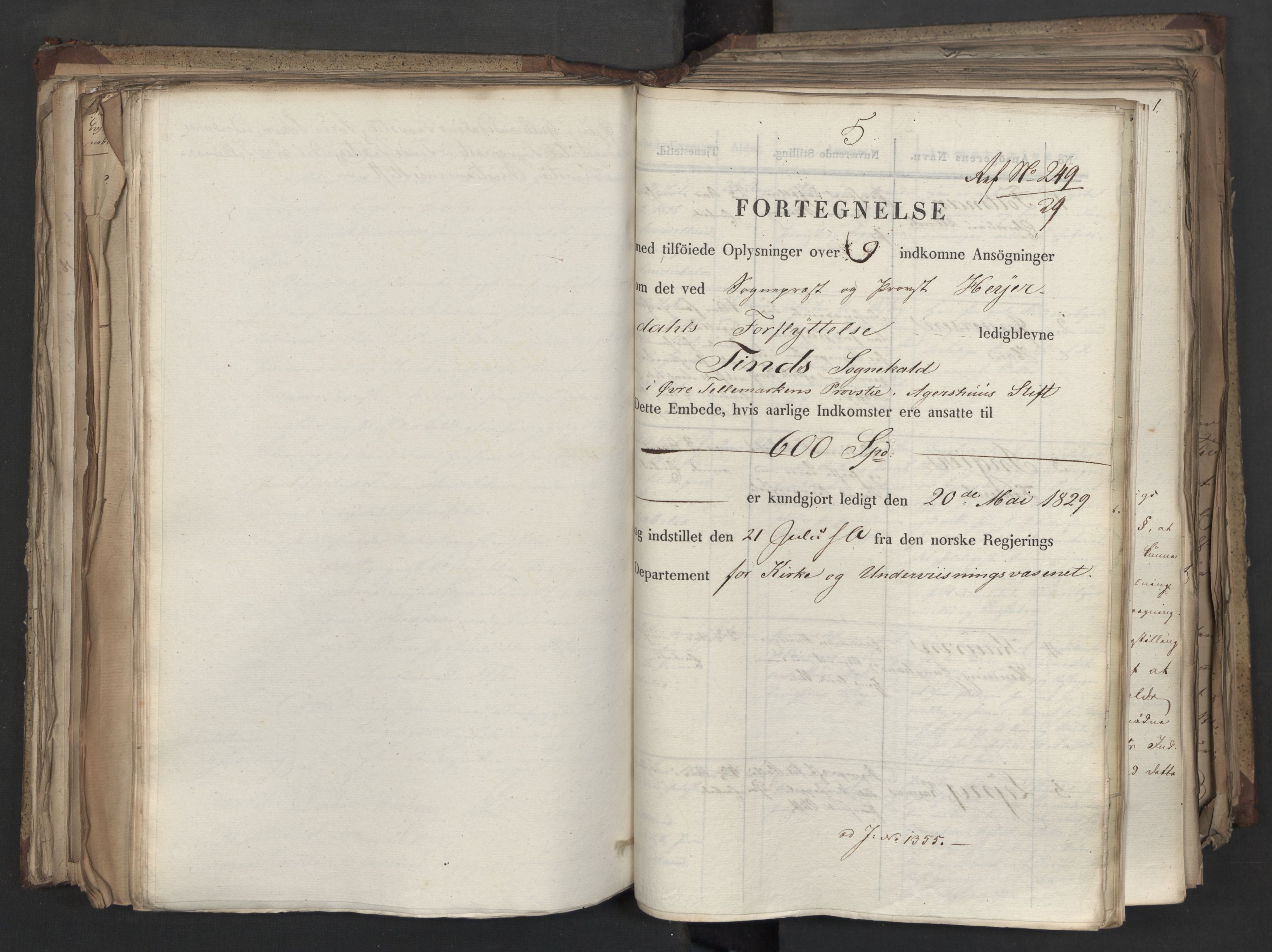 Statsrådsavdelingen i Stockholm, AV/RA-S-1003/D/Da/L0060: Regjeringsinnstillinger nr. 1276-1500, 1829, s. 304