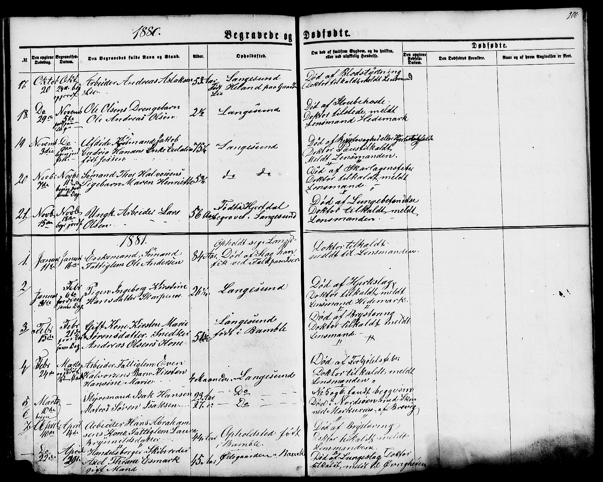 Langesund kirkebøker, AV/SAKO-A-280/G/Ga/L0004: Klokkerbok nr. 4, 1859-1884, s. 206