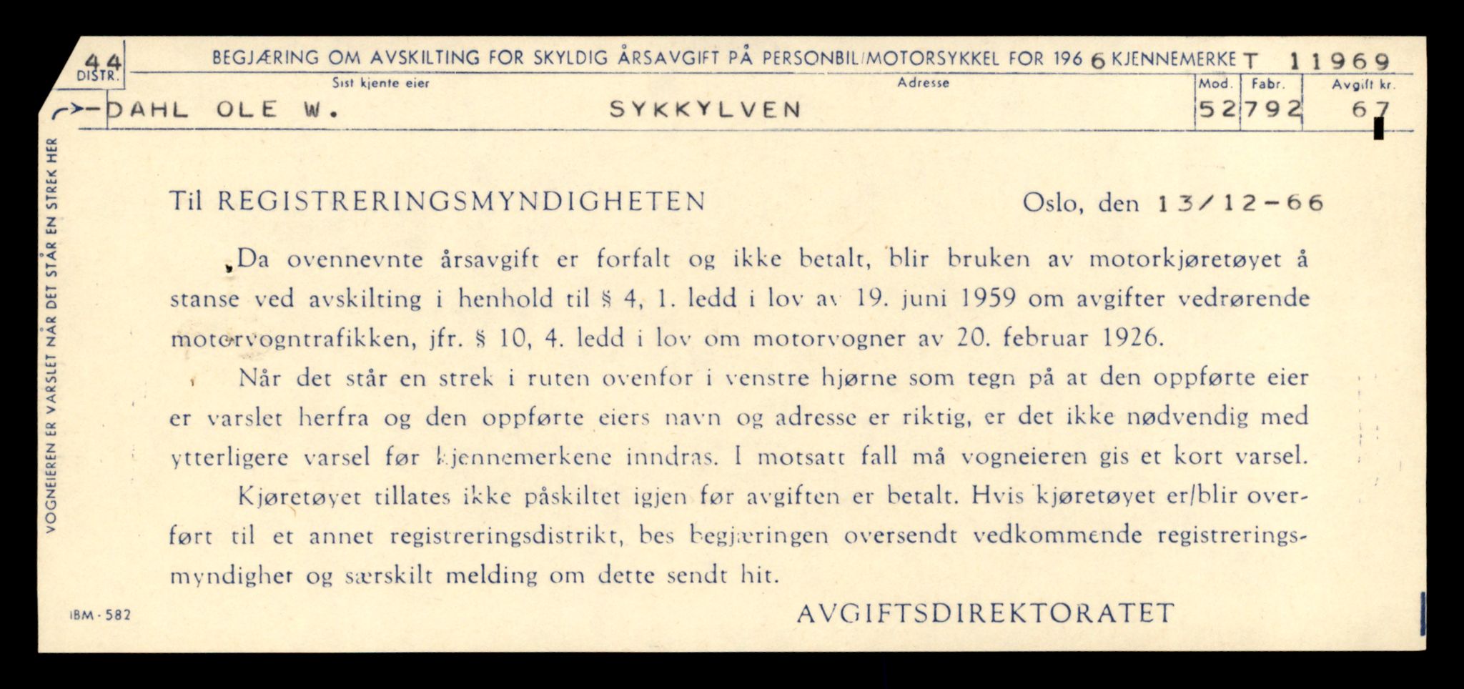 Møre og Romsdal vegkontor - Ålesund trafikkstasjon, AV/SAT-A-4099/F/Fe/L0031: Registreringskort for kjøretøy T 11800 - T 11996, 1927-1998, s. 2869