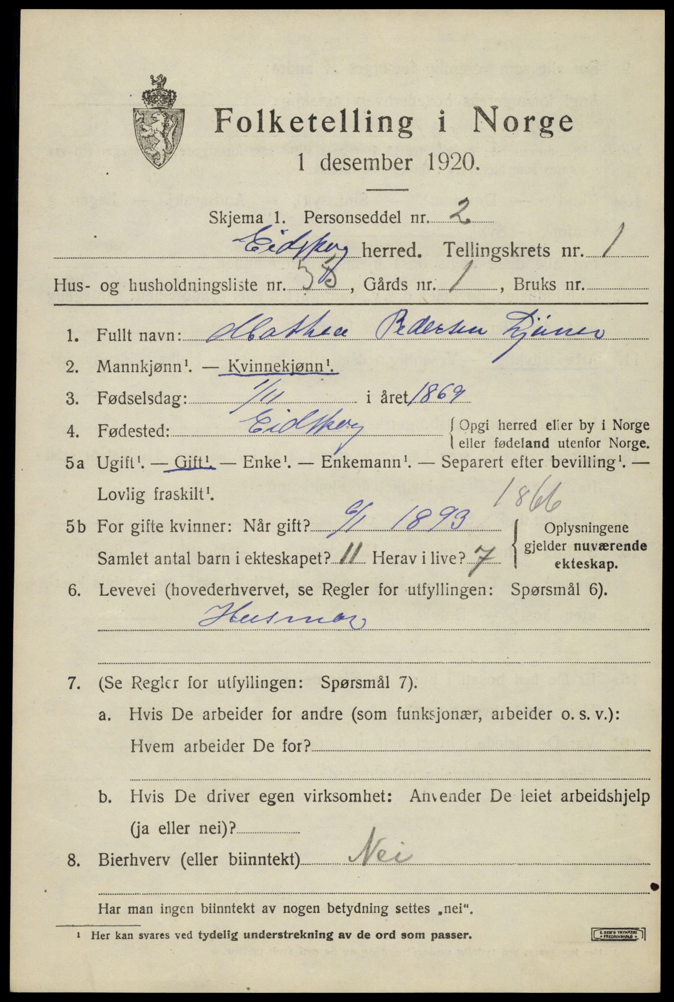 SAH, Folketelling 1920 for 0420 Eidskog herred, 1920, s. 2783