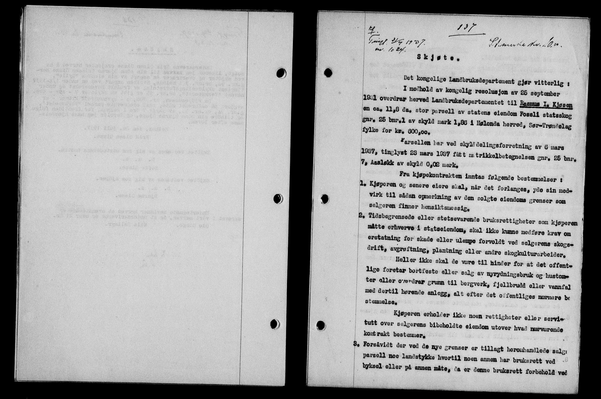 Gauldal sorenskriveri, SAT/A-0014/1/2/2C/L0047: Pantebok nr. 50-51, 1937-1937, Dagboknr: 1024/1937