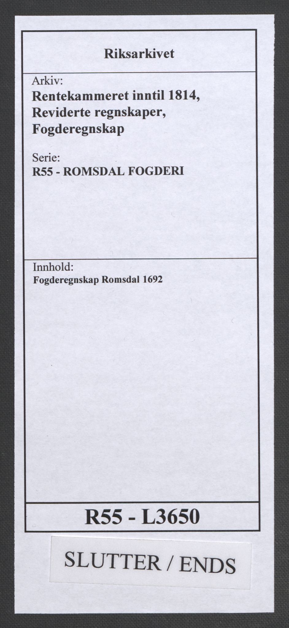 Rentekammeret inntil 1814, Reviderte regnskaper, Fogderegnskap, RA/EA-4092/R55/L3650: Fogderegnskap Romsdal, 1692, s. 308