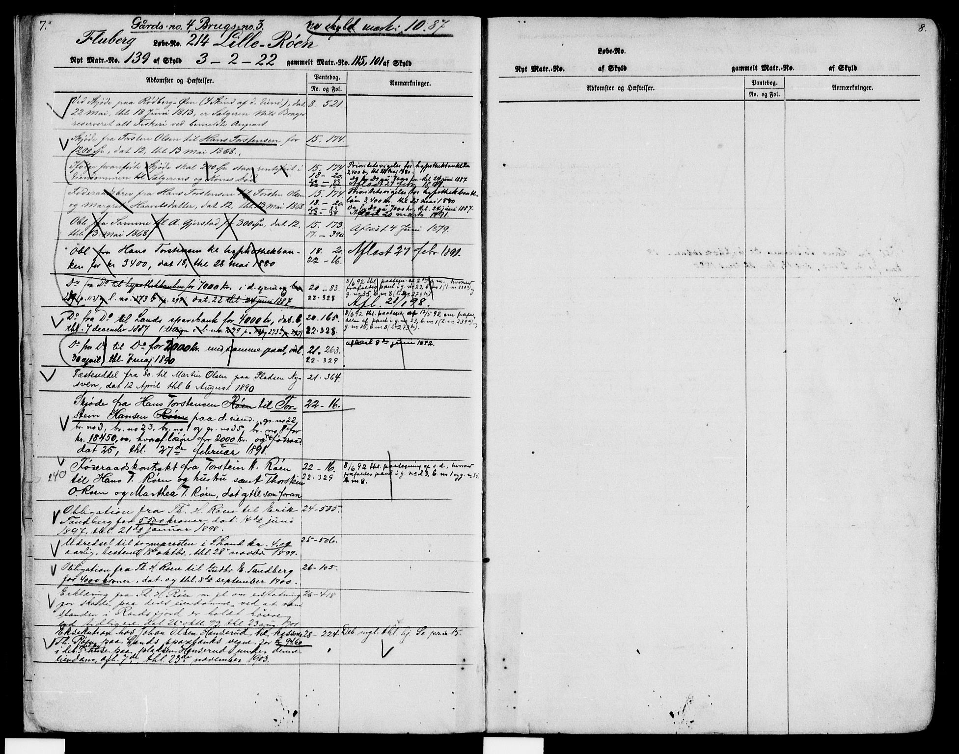 Hadeland og Land tingrett, AV/SAH-TING-010/H/Ha/Hab/L0005: Panteregister nr. b-5, 1869-1906, s. 7-8