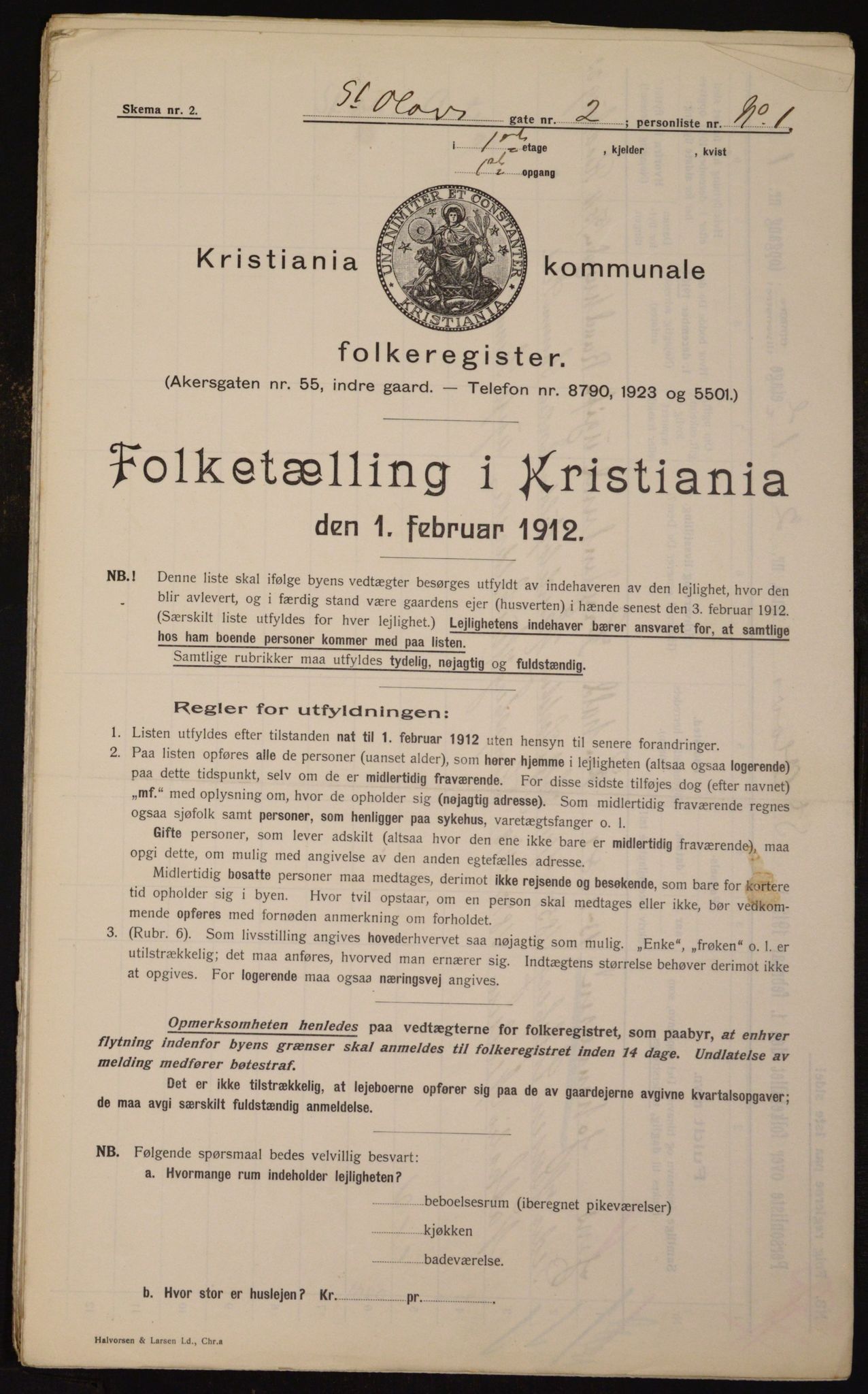 OBA, Kommunal folketelling 1.2.1912 for Kristiania, 1912, s. 88189