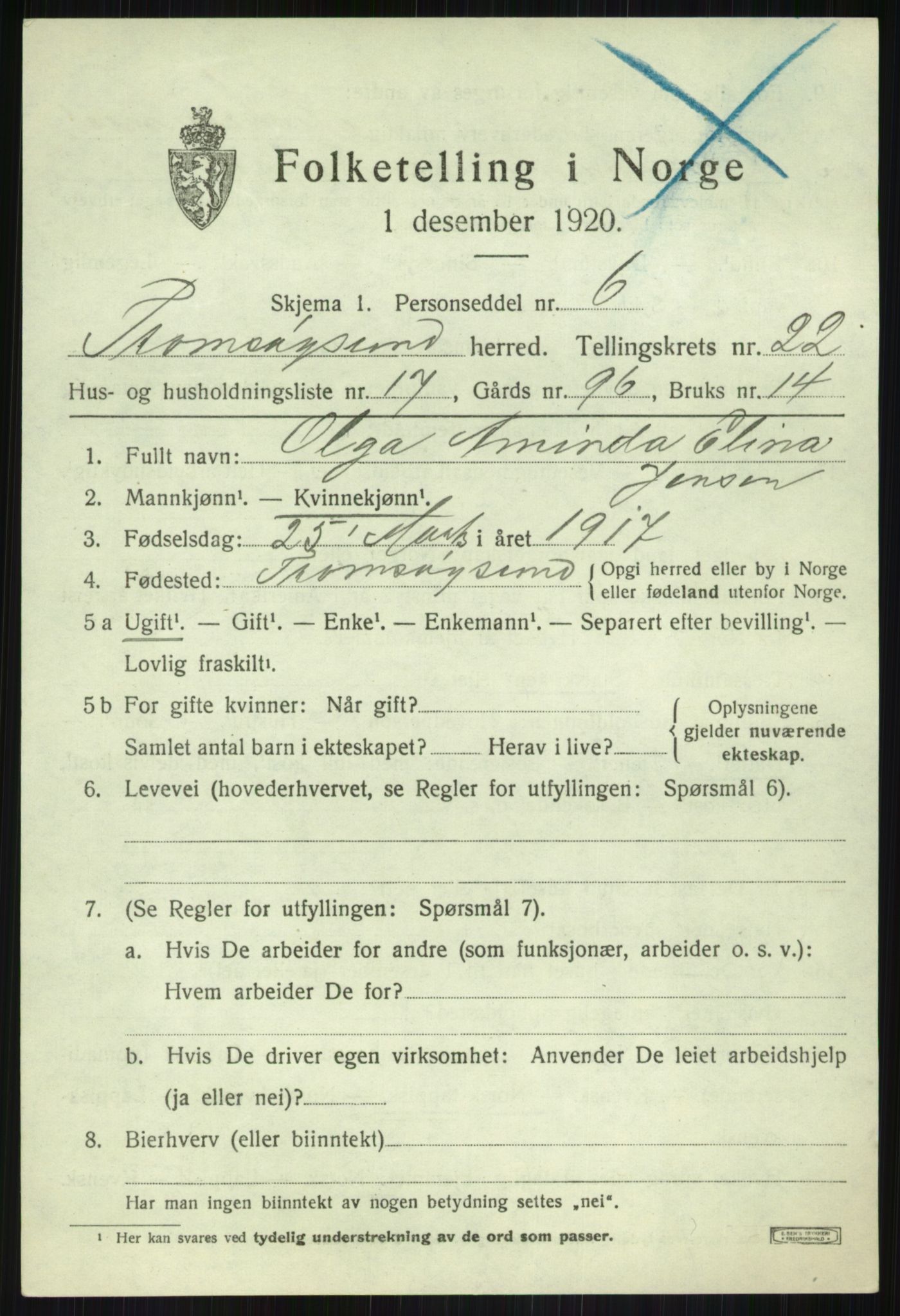 SATØ, Folketelling 1920 for 1934 Tromsøysund herred, 1920, s. 11520