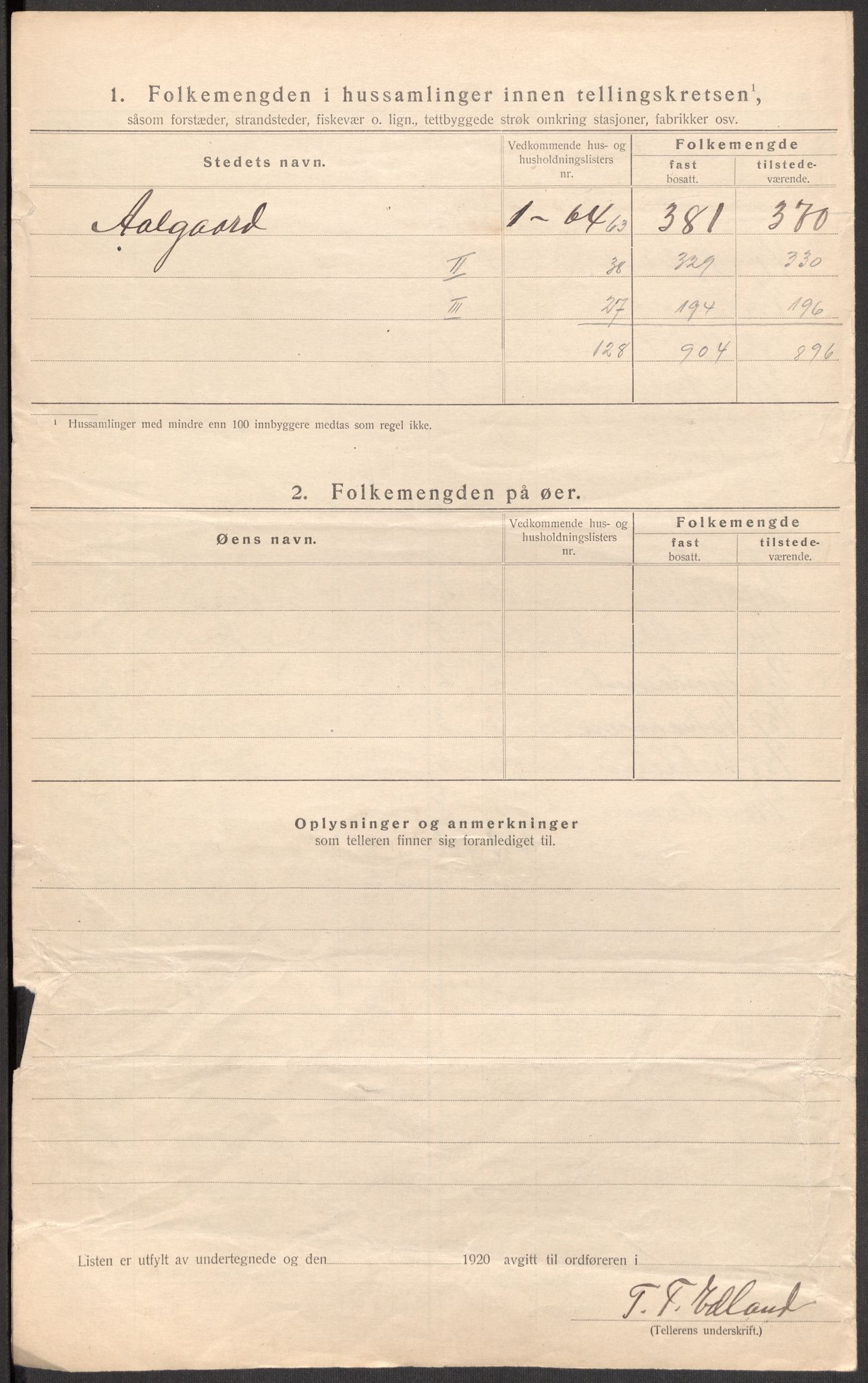 SAST, Folketelling 1920 for 1122 Gjesdal herred, 1920, s. 9