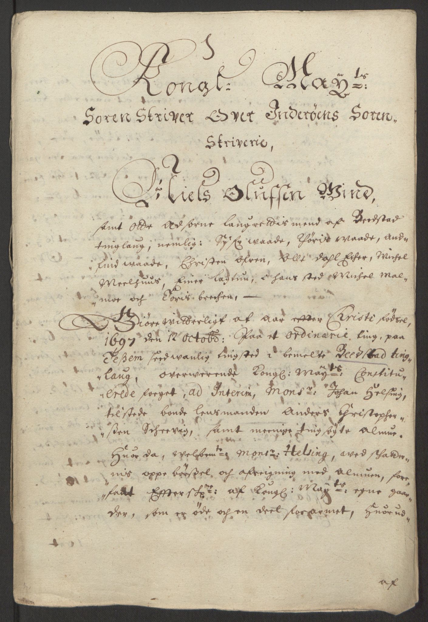 Rentekammeret inntil 1814, Reviderte regnskaper, Fogderegnskap, AV/RA-EA-4092/R63/L4309: Fogderegnskap Inderøy, 1695-1697, s. 539