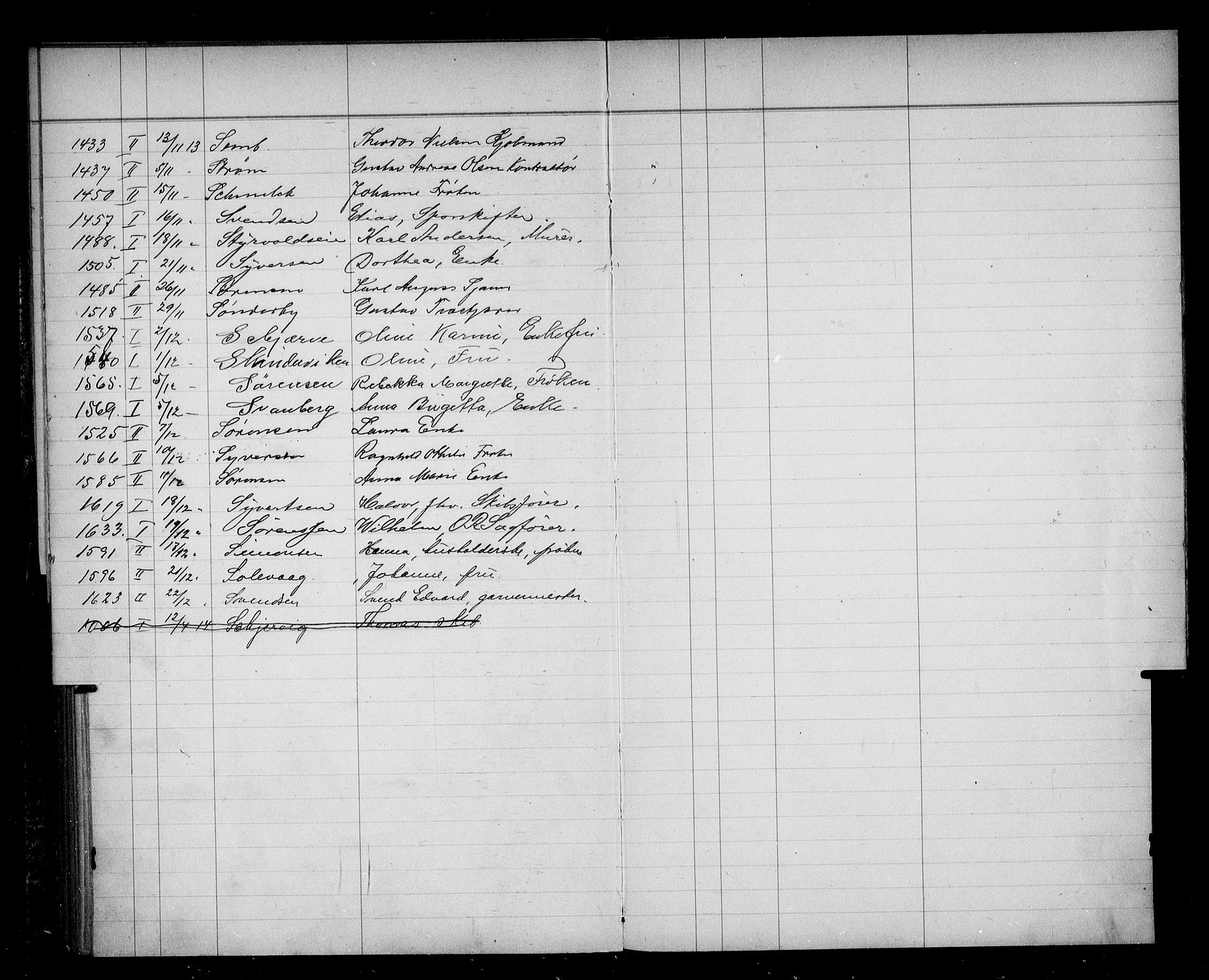 Oslo skifterett, AV/SAO-A-10383/F/Fa/Faa/L0013: Navneregister, 1913