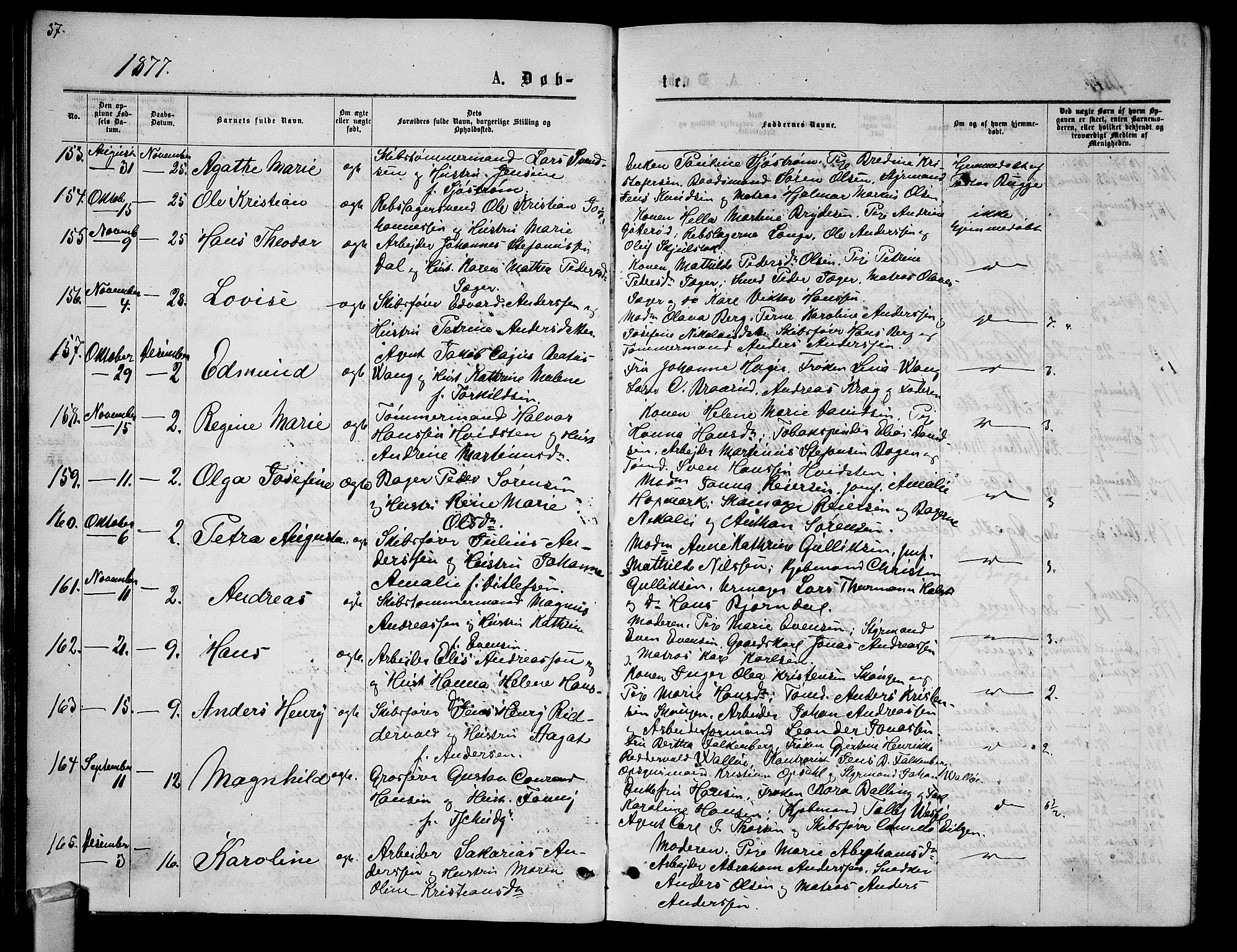Tønsberg kirkebøker, AV/SAKO-A-330/G/Ga/L0005: Klokkerbok nr. 5, 1875-1885, s. 37