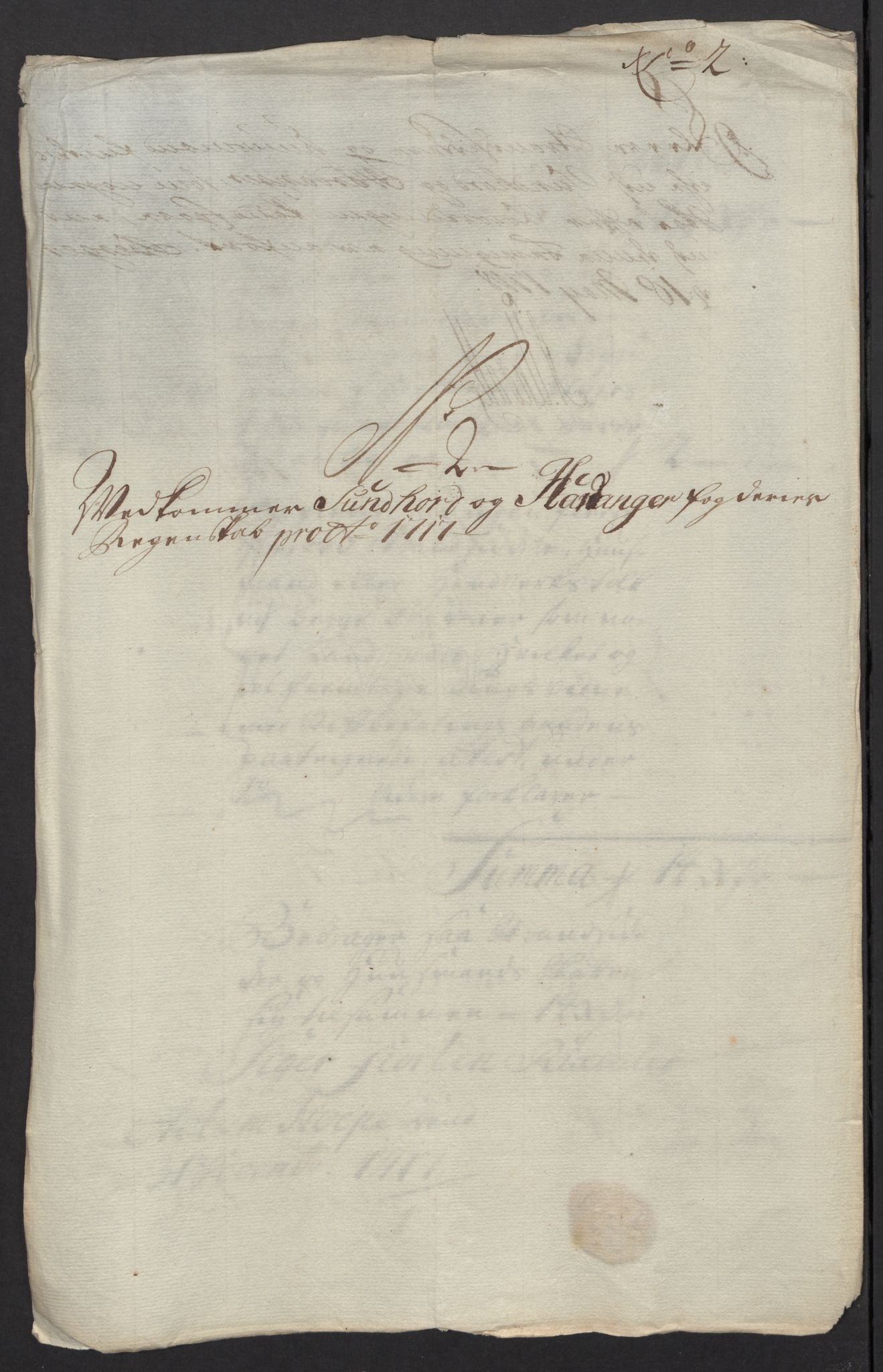 Rentekammeret inntil 1814, Reviderte regnskaper, Fogderegnskap, AV/RA-EA-4092/R48/L2994: Fogderegnskap Sunnhordland og Hardanger, 1717, s. 61