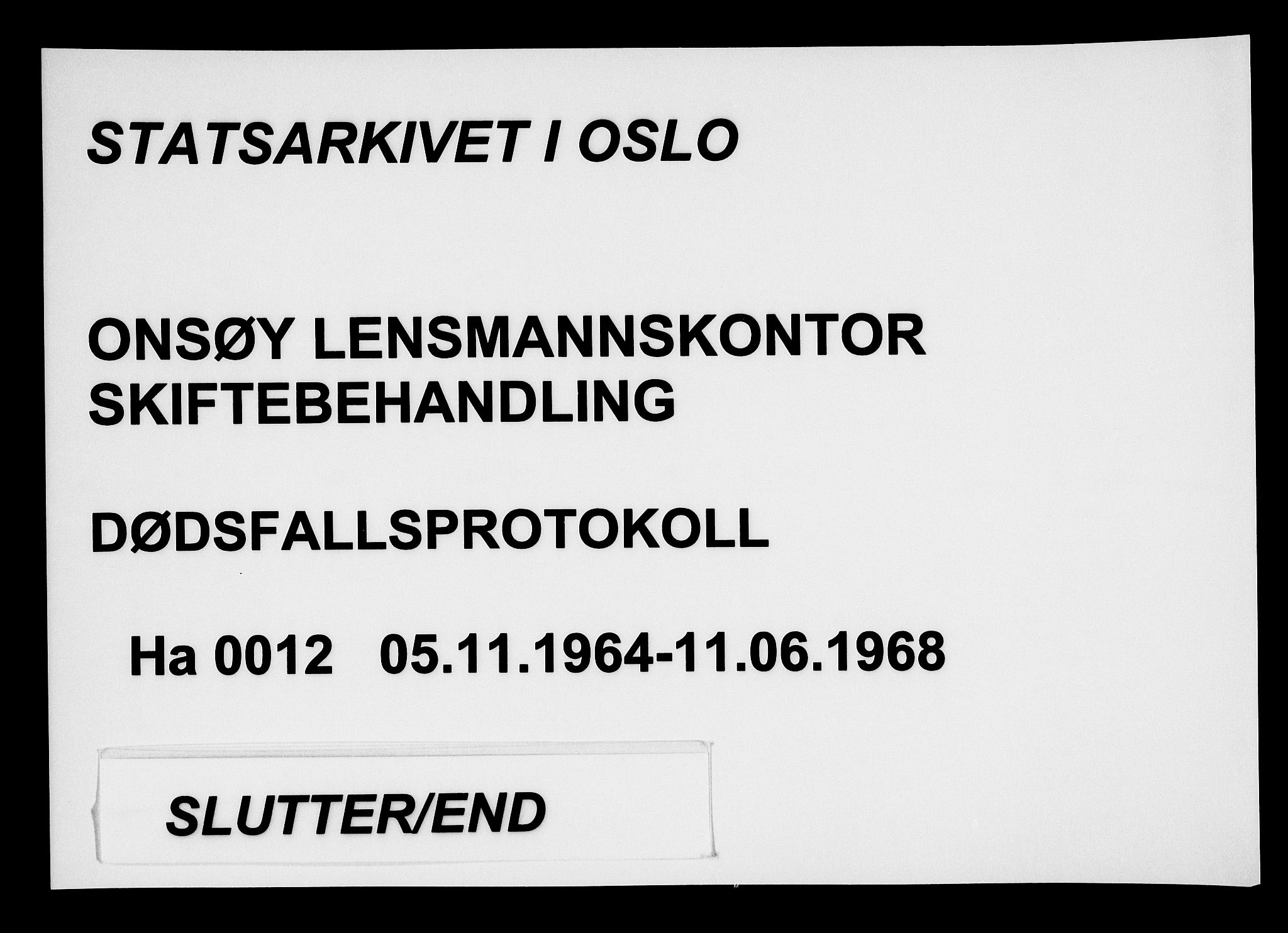 Onsøy lensmannskontor, SAO/A-10007/H/Ha/L0012: Dødsfallsprotokoll, 1964-1968