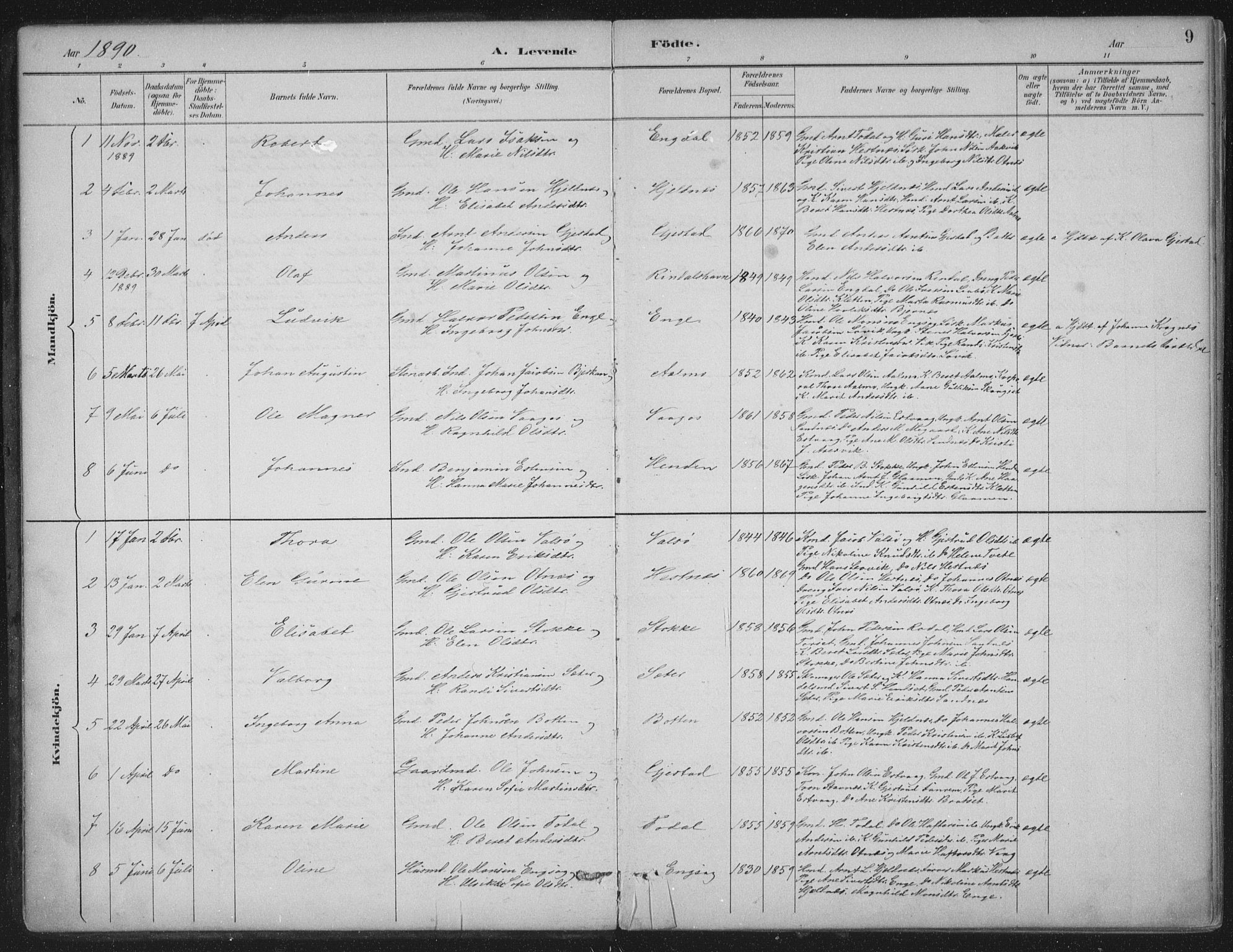Ministerialprotokoller, klokkerbøker og fødselsregistre - Møre og Romsdal, AV/SAT-A-1454/580/L0925: Ministerialbok nr. 580A02, 1888-1913, s. 9