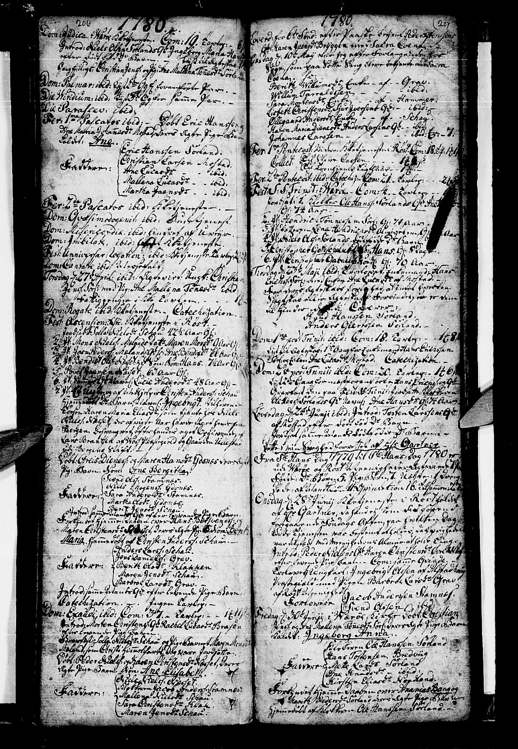Ministerialprotokoller, klokkerbøker og fødselsregistre - Nordland, AV/SAT-A-1459/807/L0118: Ministerialbok nr. 807A01, 1752-1798, s. 206-207