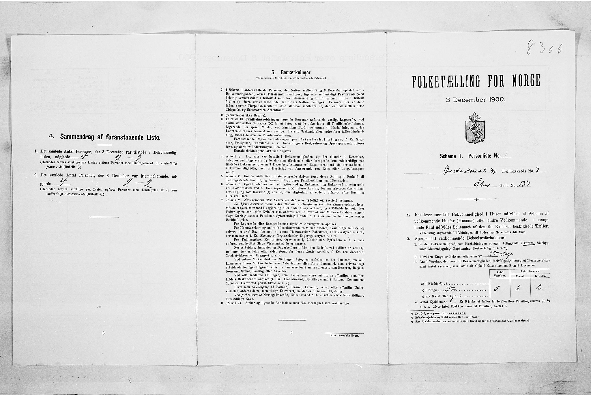 SAO, Folketelling 1900 for 0103 Fredrikstad kjøpstad, 1900