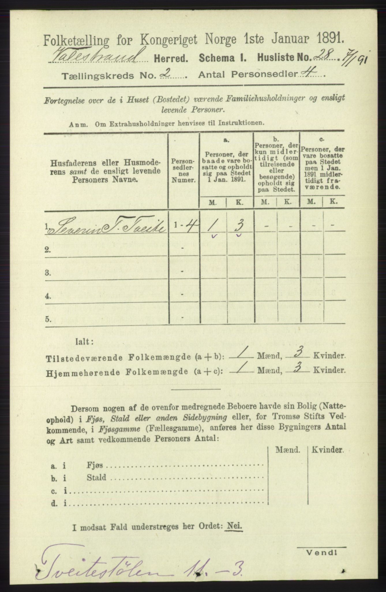 RA, Folketelling 1891 for 1217 Valestrand herred, 1891, s. 287
