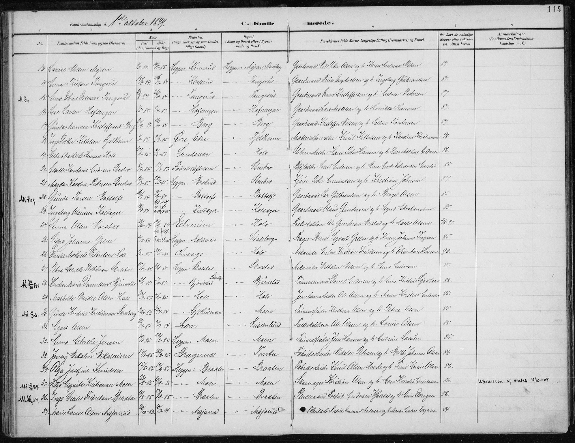 Modum kirkebøker, AV/SAKO-A-234/F/Fa/L0013: Ministerialbok nr. 13, 1899-1907, s. 114
