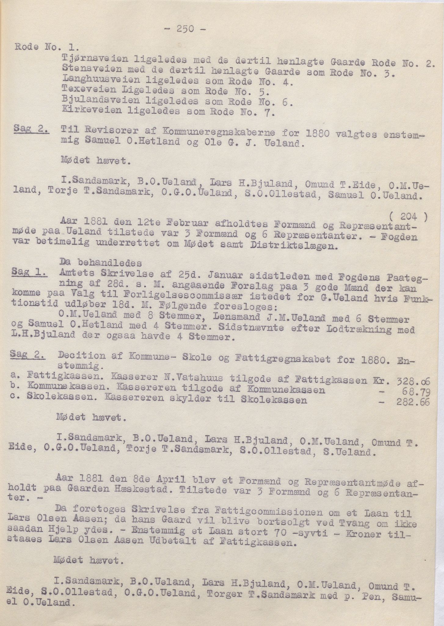 Heskestad kommune - Formannskapet, IKAR/K-101732/A/L0002: Møtebok (Særutskrift), 1837-1886, s. 250