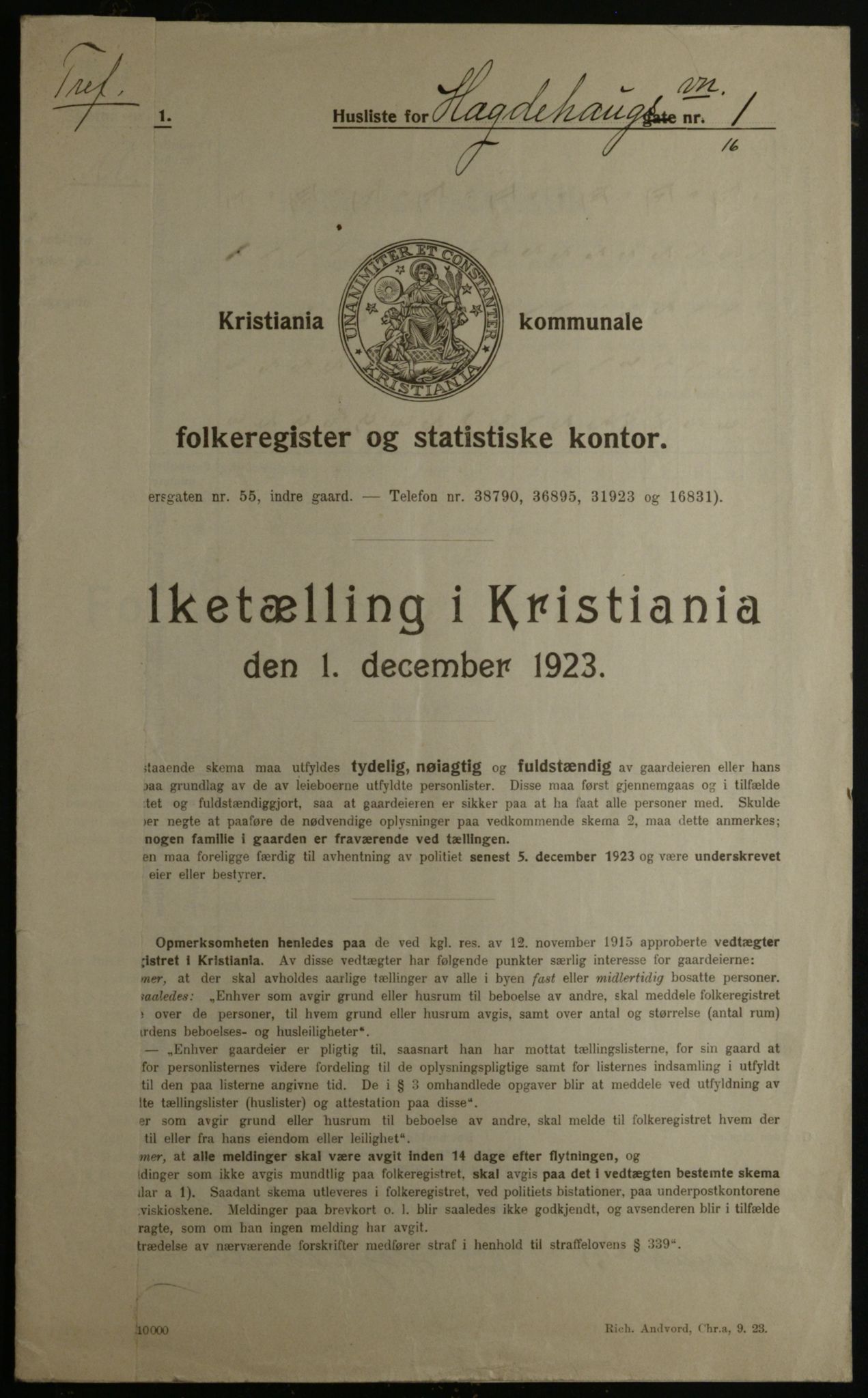 OBA, Kommunal folketelling 1.12.1923 for Kristiania, 1923, s. 40136