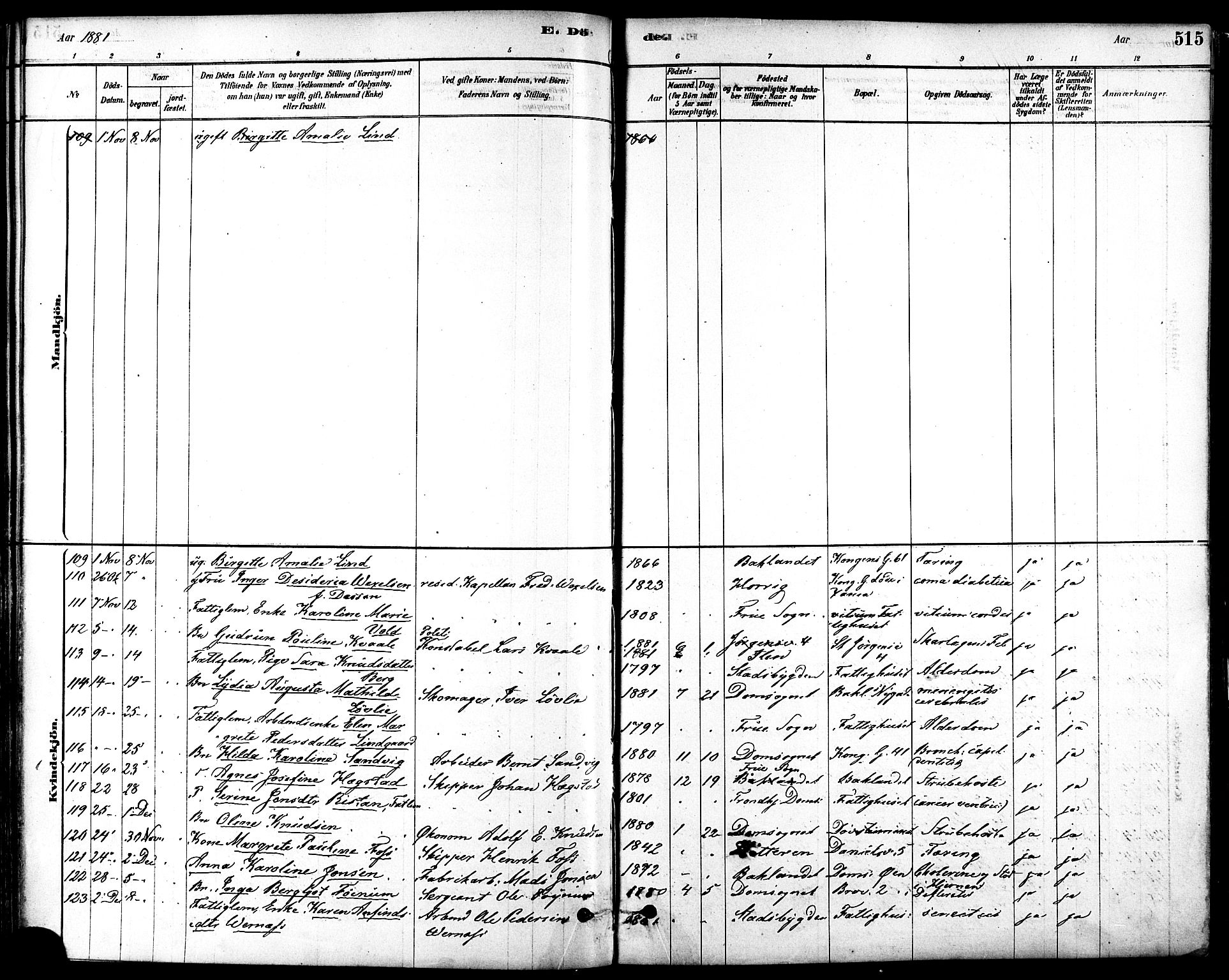 Ministerialprotokoller, klokkerbøker og fødselsregistre - Sør-Trøndelag, SAT/A-1456/601/L0058: Ministerialbok nr. 601A26, 1877-1891, s. 515