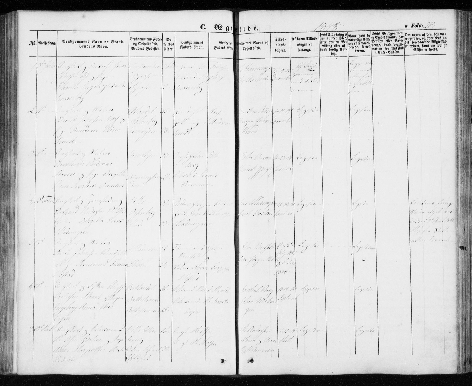 Ministerialprotokoller, klokkerbøker og fødselsregistre - Sør-Trøndelag, SAT/A-1456/606/L0291: Ministerialbok nr. 606A06, 1848-1856, s. 203