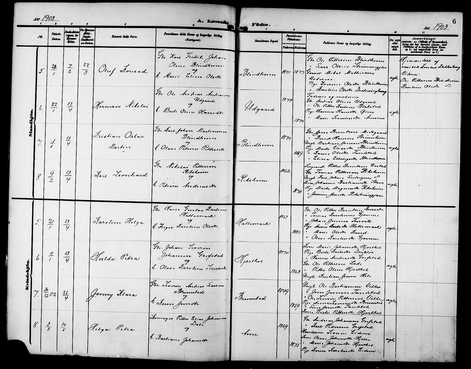 Ministerialprotokoller, klokkerbøker og fødselsregistre - Møre og Romsdal, SAT/A-1454/523/L0341: Klokkerbok nr. 523C04, 1903-1916, s. 6