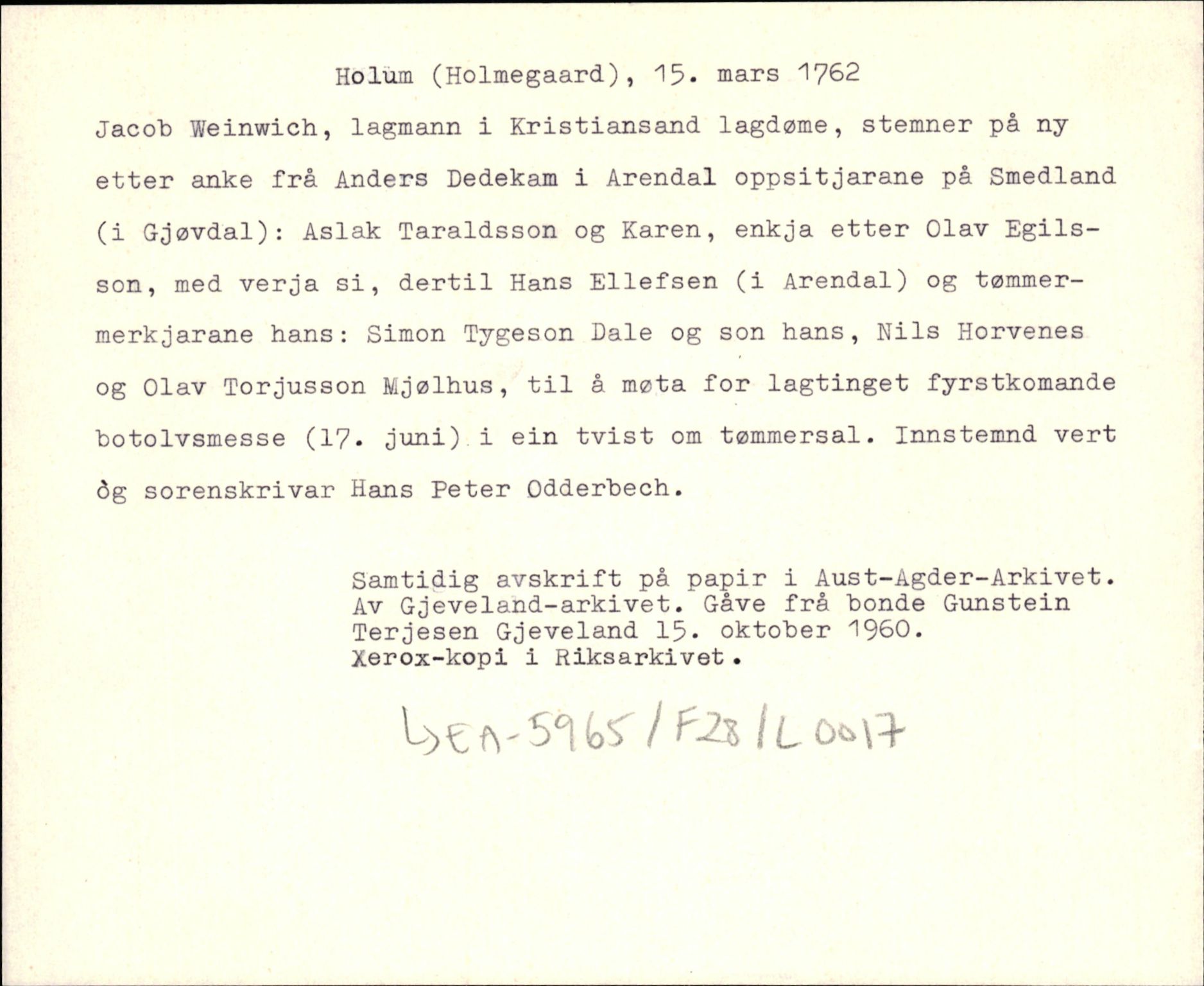 Riksarkivets diplomsamling, AV/RA-EA-5965/F35/F35d/L0006: Innlånte diplomer, seddelregister, 1691-1858, s. 509